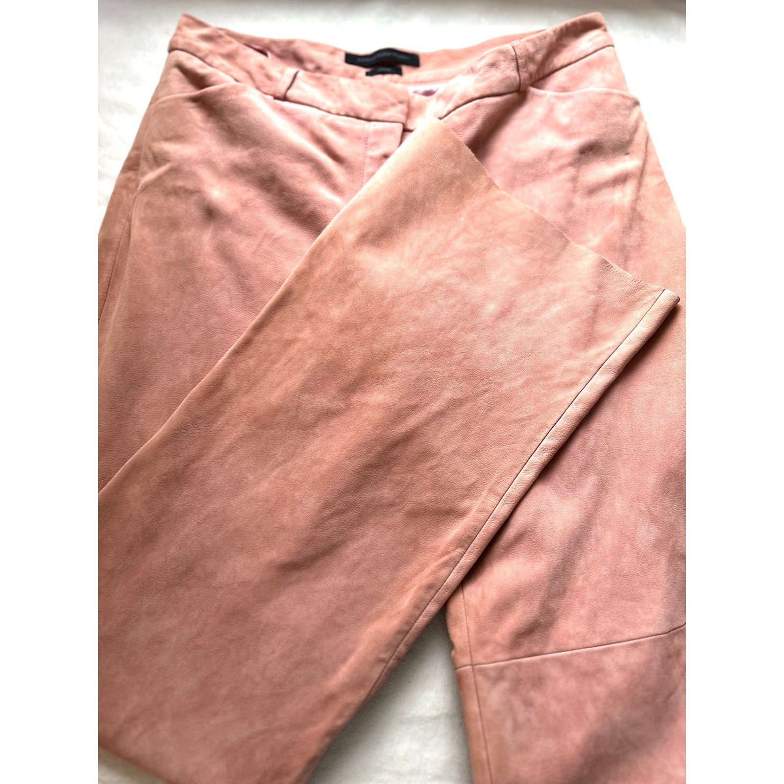 Vintage Express Editor Suede Pants 10 Blush Pink Y2K Wide Leg Quiet Luxury