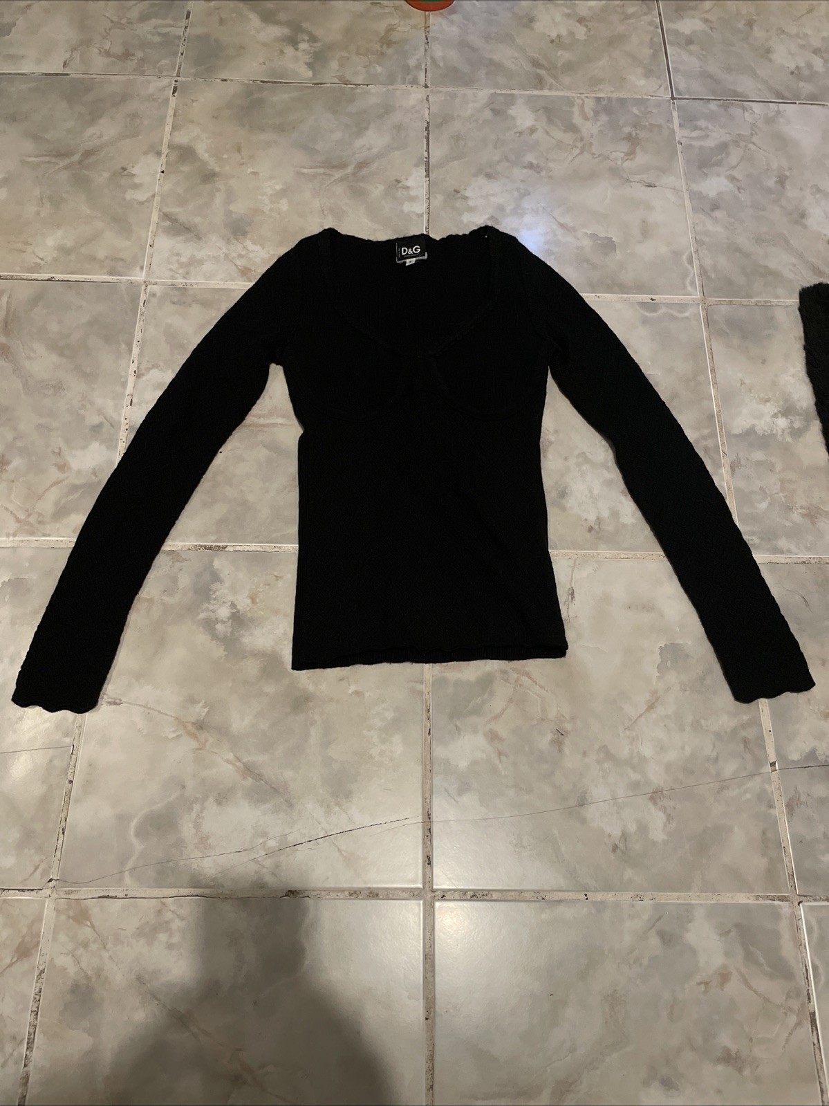 VTG 80s 90s Dolce & Gabbana Women&rsquo;s SZ S Blouse Knit Ribbed Longsleeve T-Shirt
