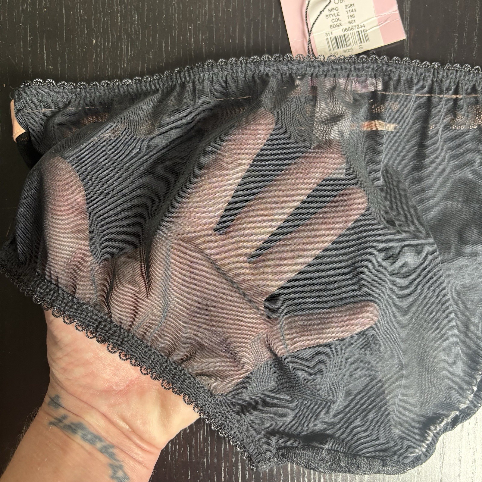 Vintage Y2K Pleasure State for Victorias Secret S Black Lace/Mesh Hipster Panty