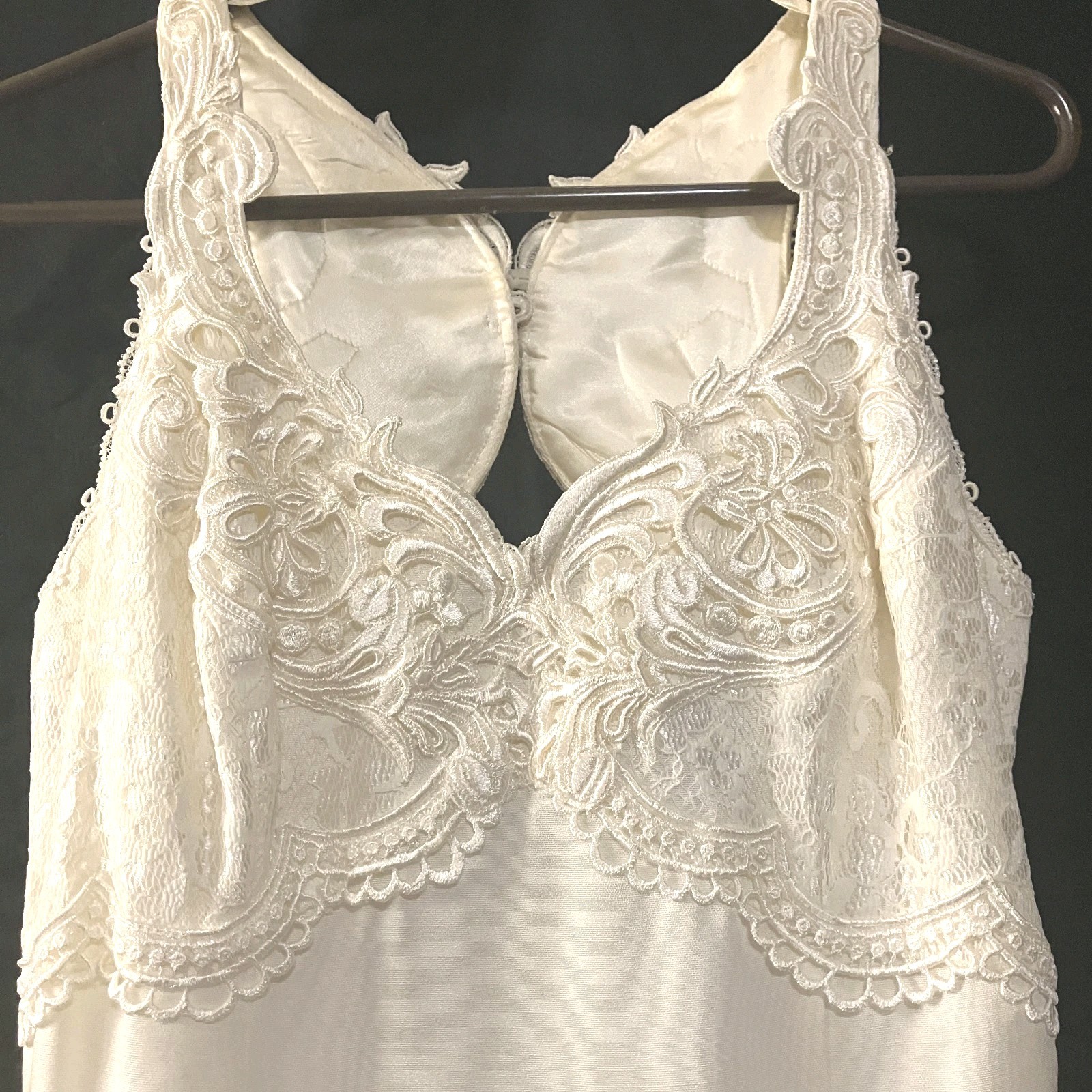 Vtg Jessica McClintock Bridal Dress 2 Pc Dress Jacket Suit Sz 8 Beads Lace Train