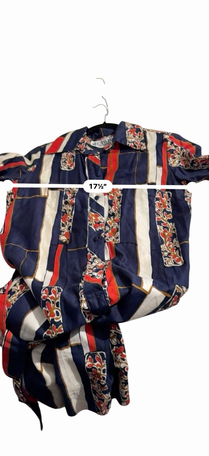 Vintage Lanvin Paris-New York Button-Down Shirt Bold Artistic Pattern