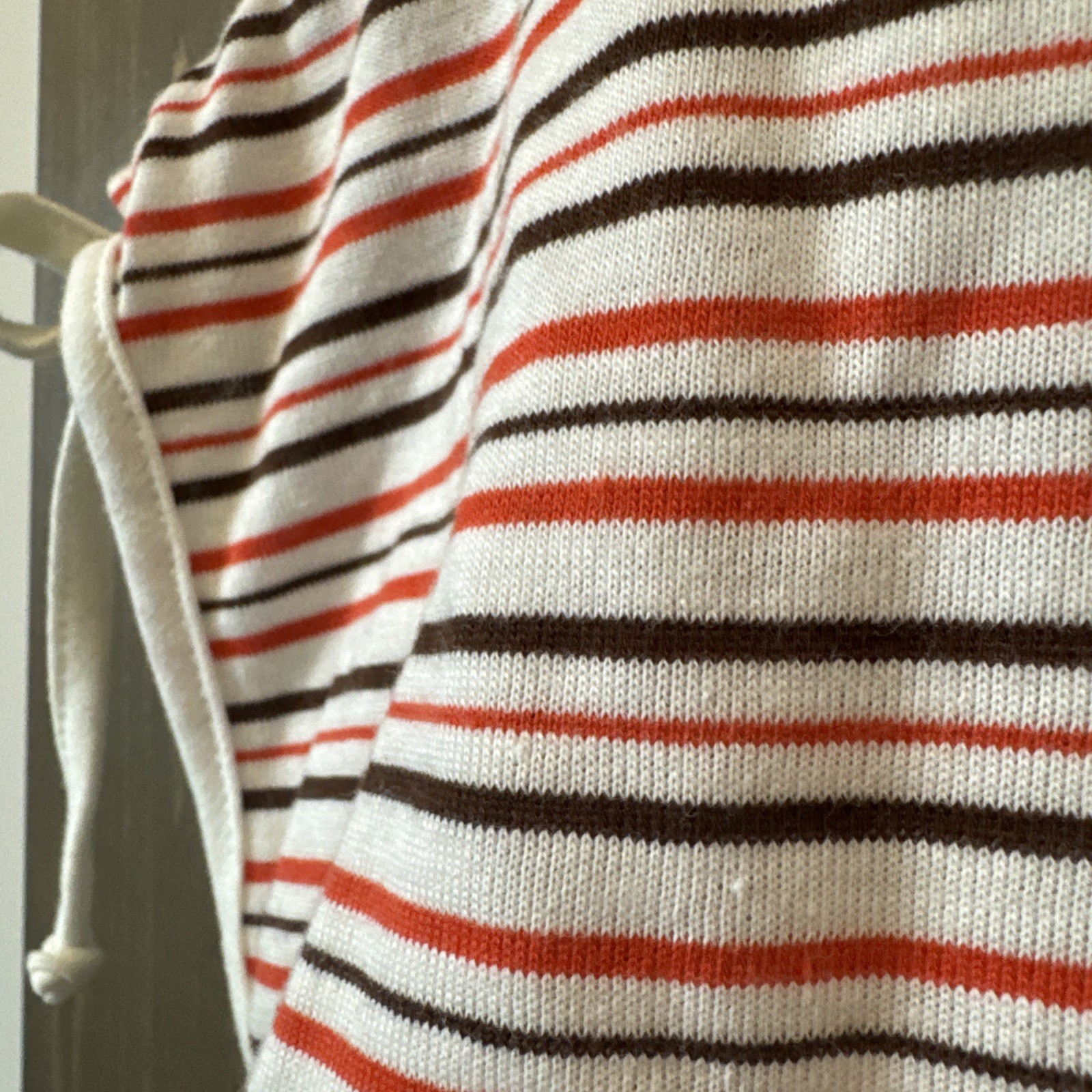 Vintage 70s Catalina Striped Bubble Hem Top Bow Tie Sleeves Womens S Red White