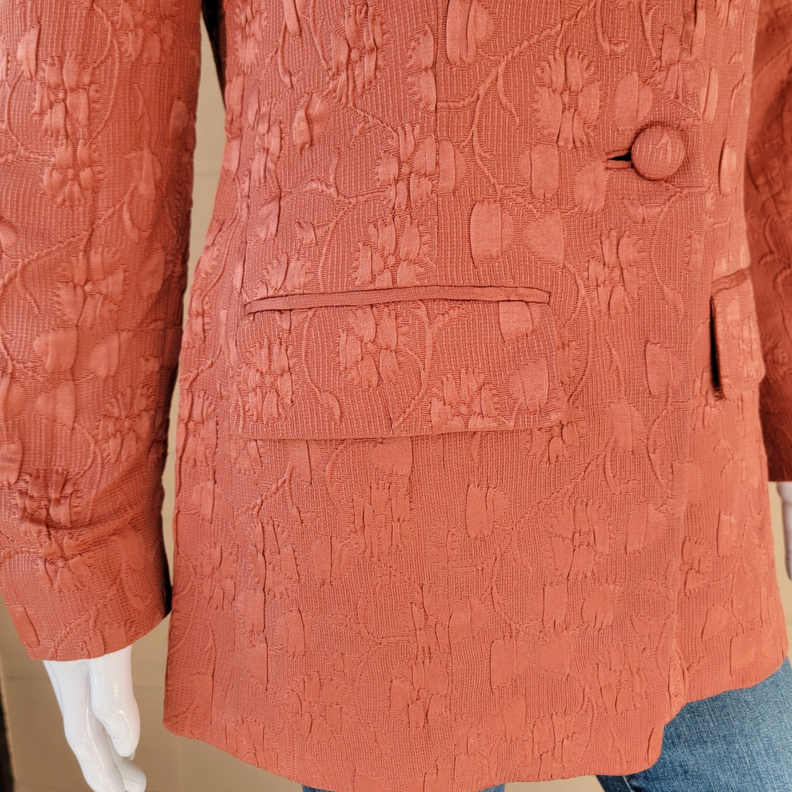 Vintage 1970s Anne Klein Blazer Jacket Union Made Orange Salmon Women Size 6