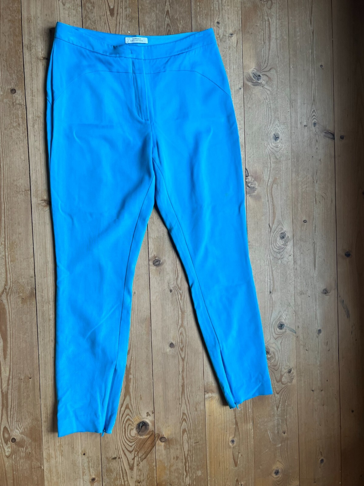 Versace Collection Trousers Turquoise Slim Fit Y2K Summer Designer IT44 DE 38/40