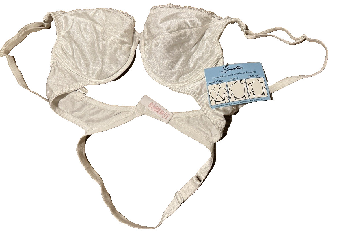 Vintage BACKLESS BY SMOOTHIE 193 Convertible Bra White 36B Underwire White NWT
