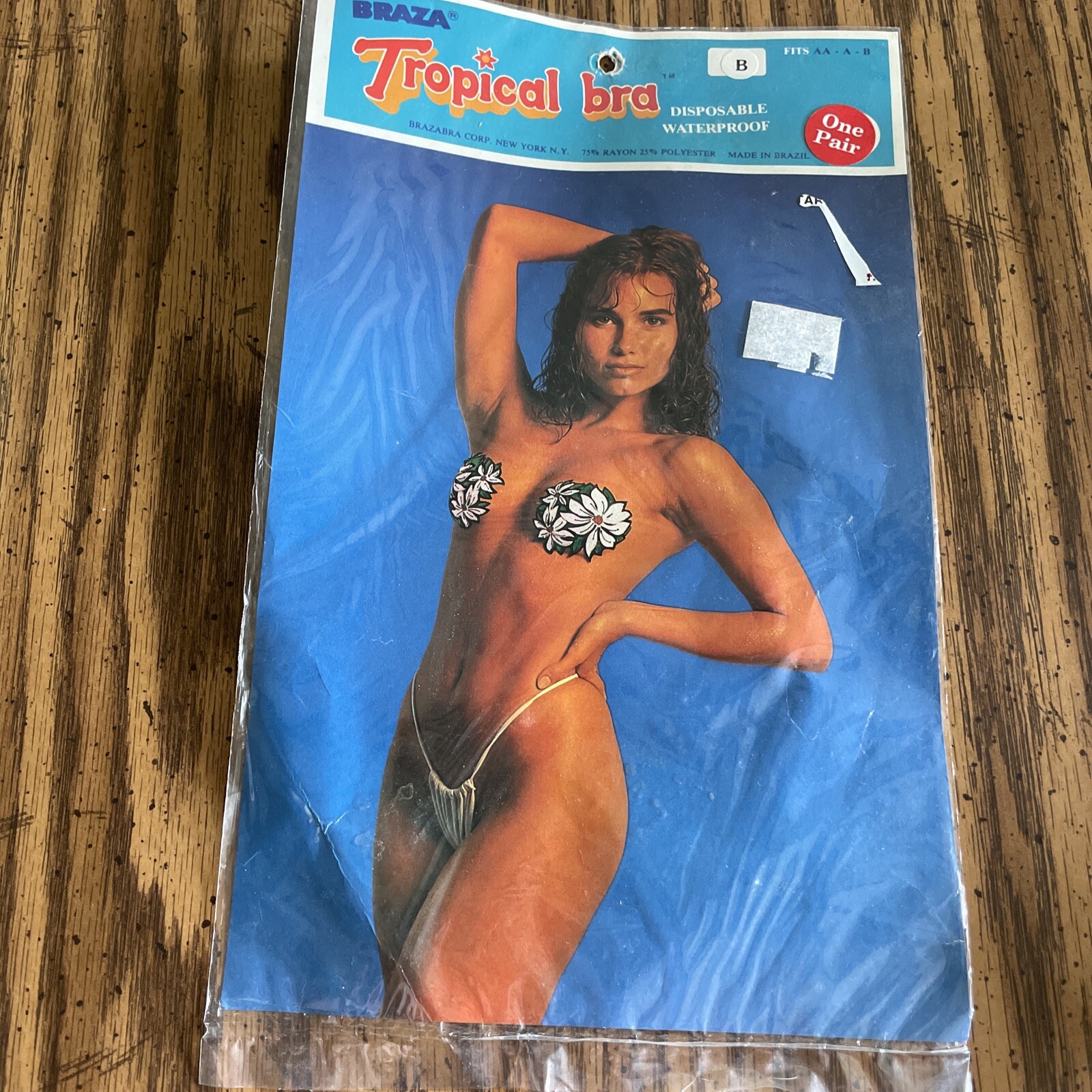Vintage 1987 Braza Tropical Bra Adhesive Bra B-cup Disposable Waterproof Brazil