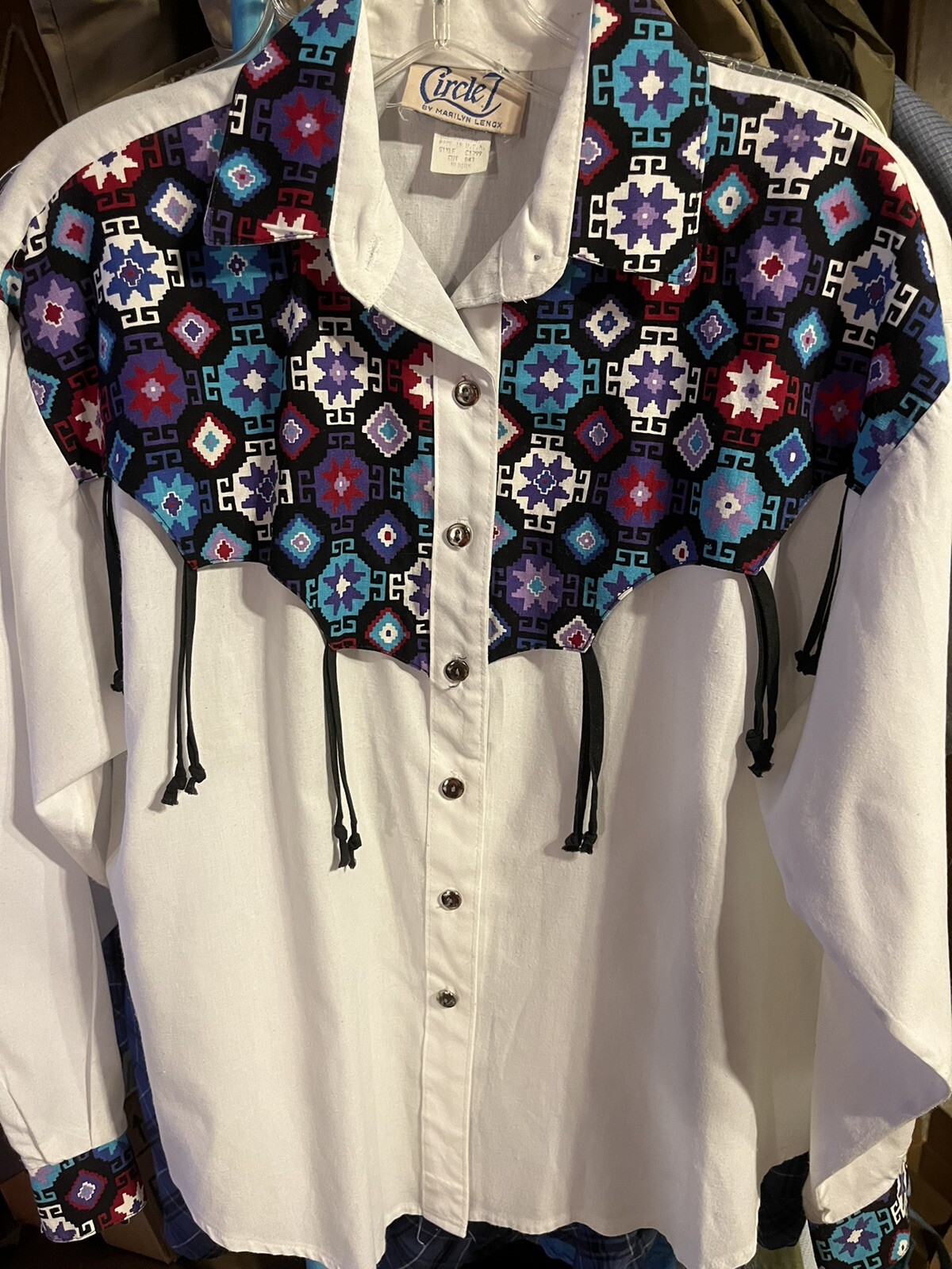 Circle T Shirt Women’s M Vintage By Marilyn Lenox Western Fringe Made In USA