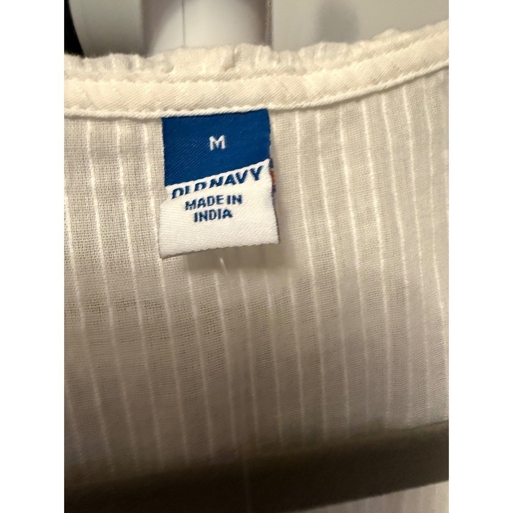 Old Navy Womens White Ruffle Tie-Front V-Neck Striped Blouse Size S NWT Boho