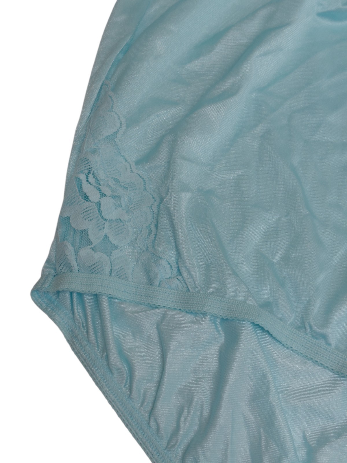 Vintage Light Blue Vanity Fair Granny Brief Size 10/3XL With Lace