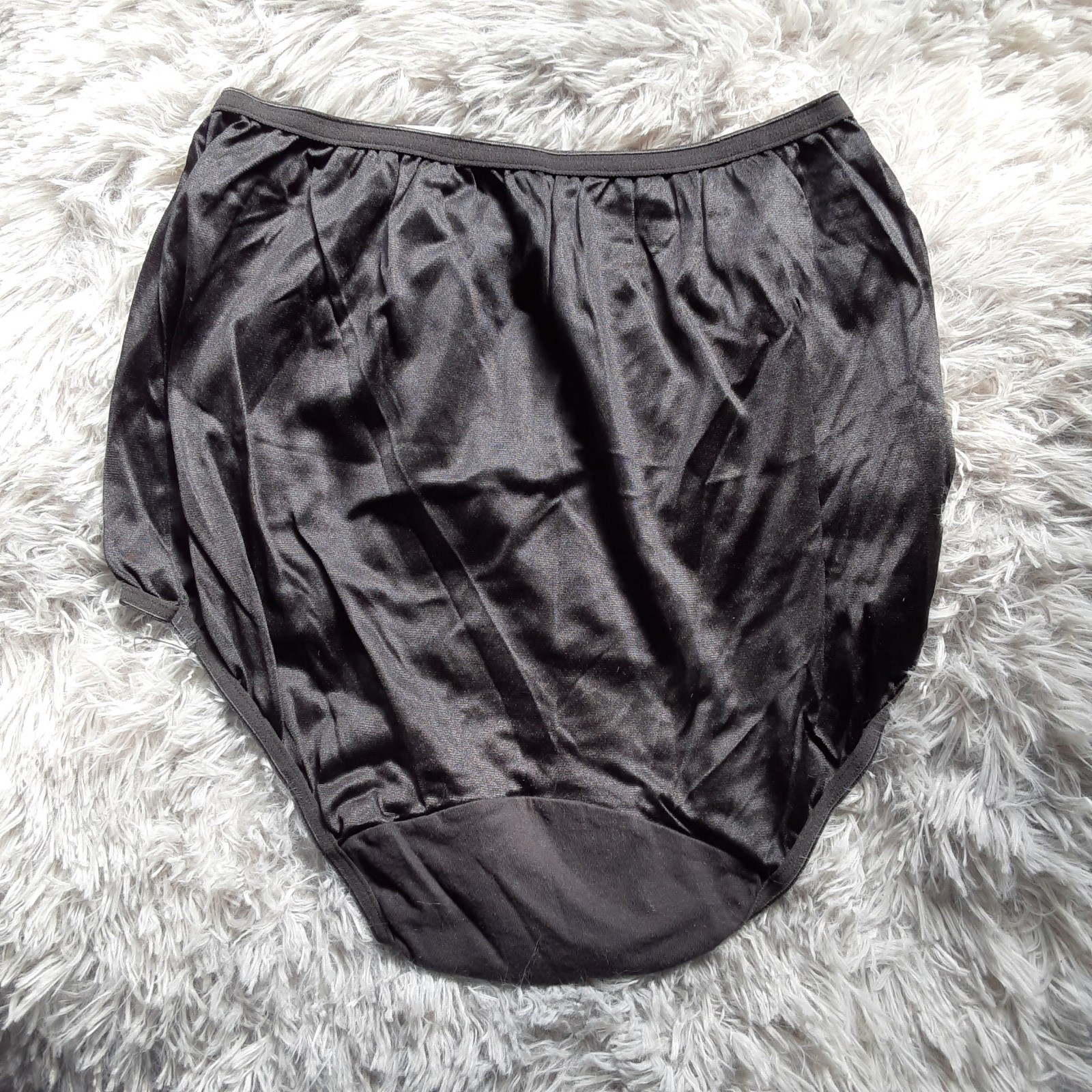 Shiny Nylon Cotillion Granny Panties Size 6 Black NWT Cotton Gusset