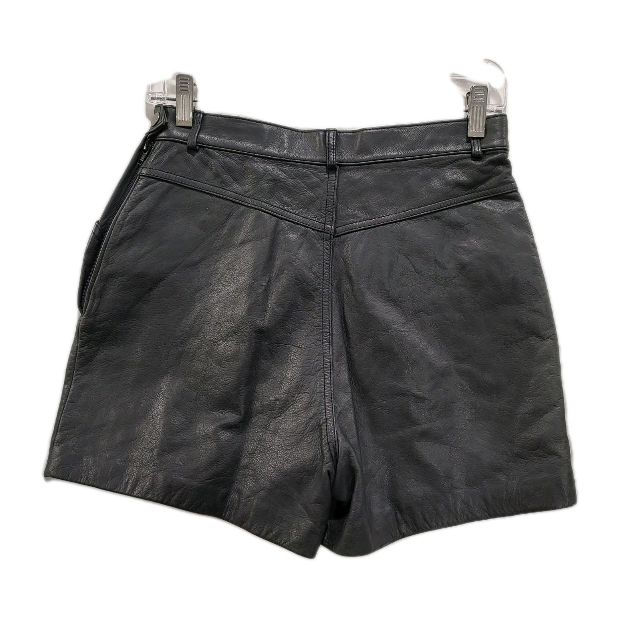 Vintage WILSONS The Leather Experts Womens Soft BLACK LEATHER Shorts size 10