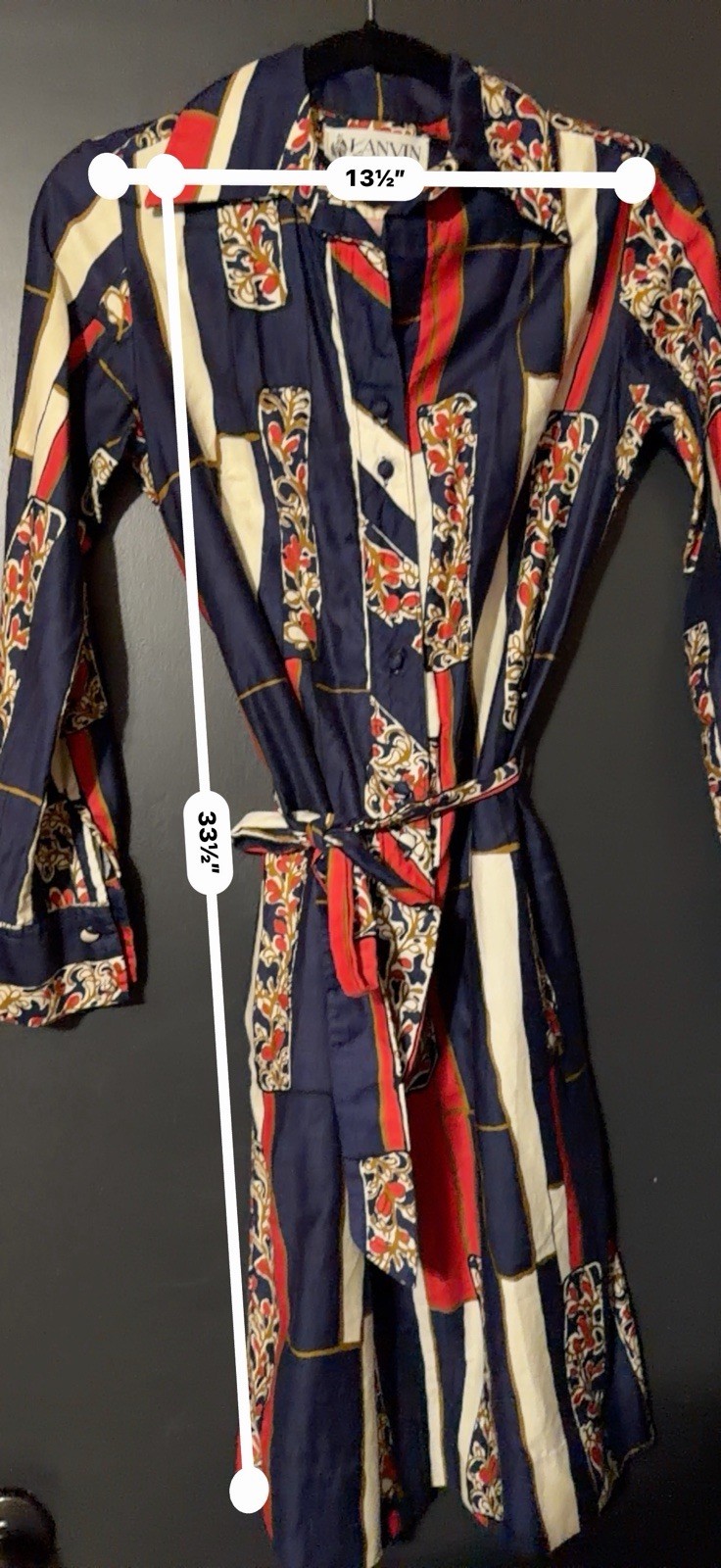Vintage Lanvin Paris-New York Button-Down Shirt Bold Artistic Pattern