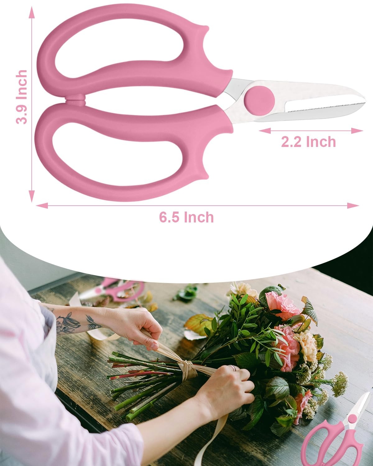 Pink Flower Scissors, Thickened Stainless Steel Floral Pruning Snips – Sharp Gar