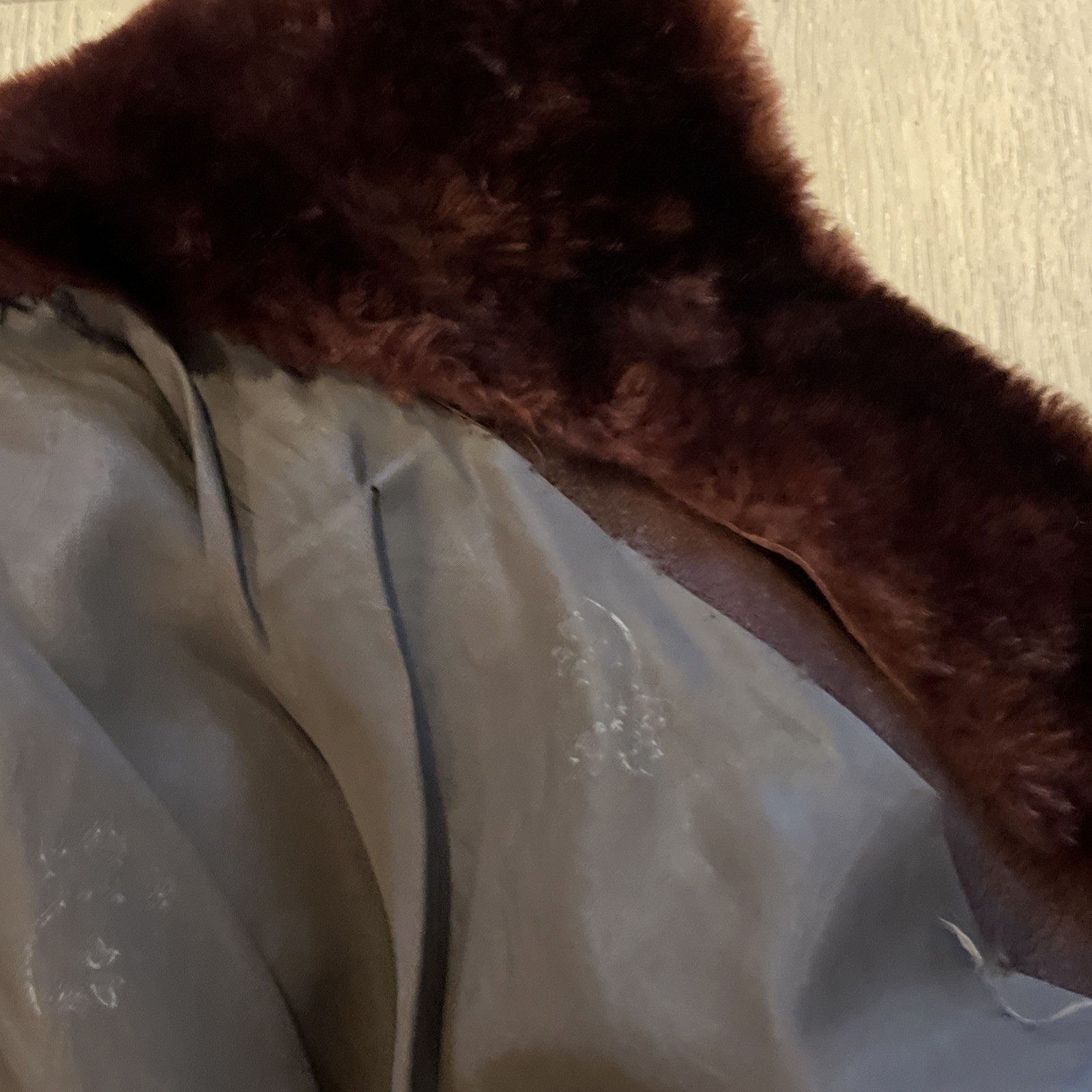 Vintage Brown Real Fur Jacket With Shawl Collar and Satin Lining. S/M