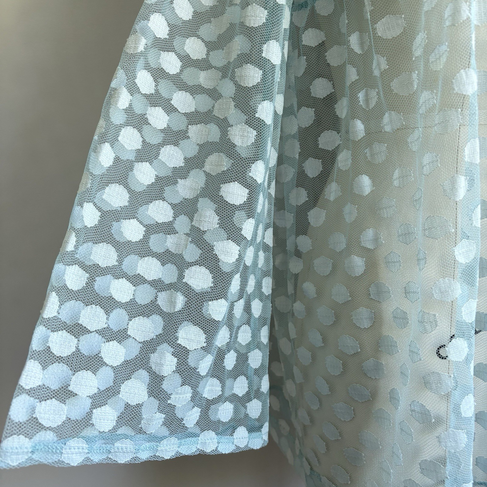 Vintage 60’s Catalina Baby Blue Mod Polkadot Lace Bell Slv Swimsuit Cover Up S/M
