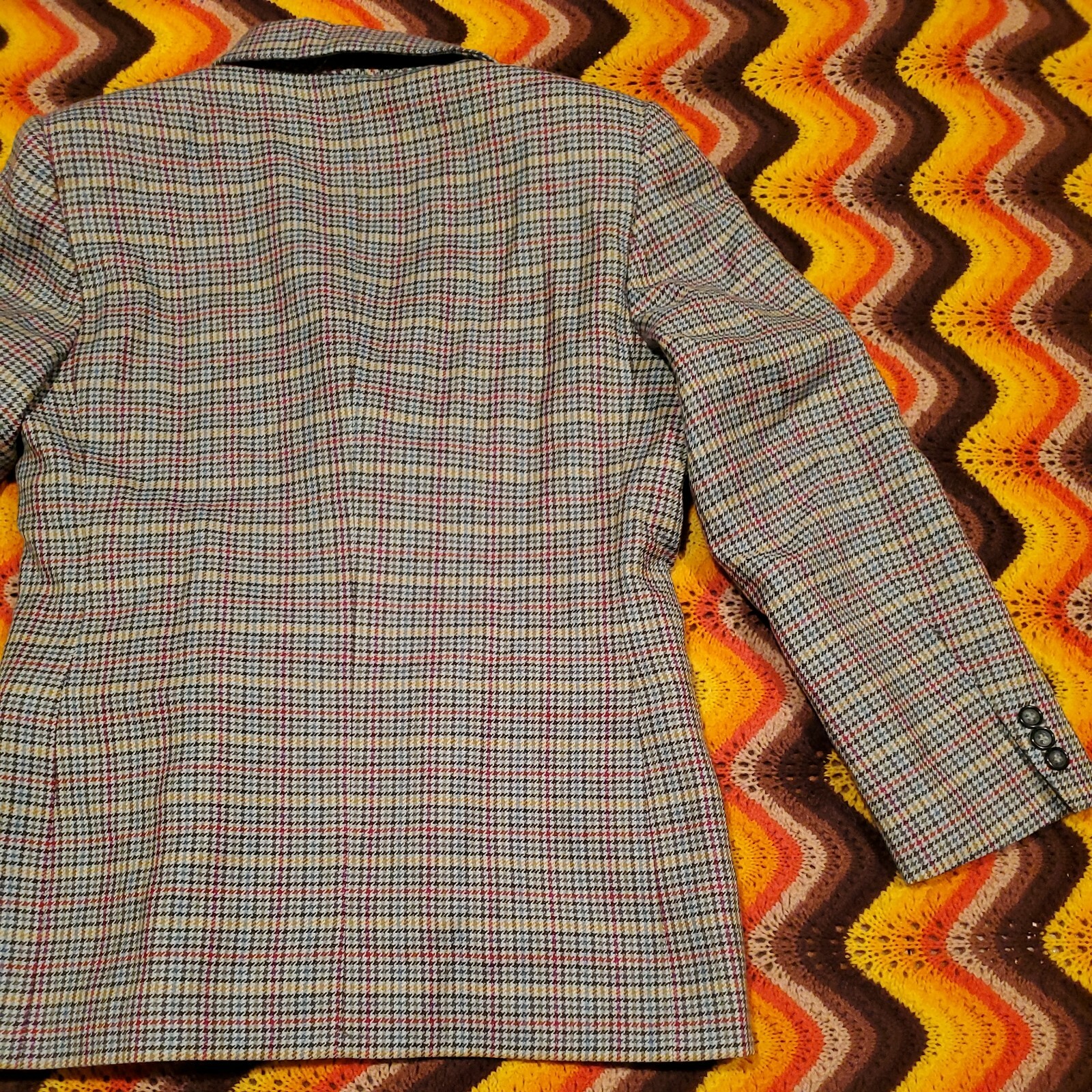 Vintage Rainbow Houndstooth Blaze Womens Size 46 Wool Made In Italy