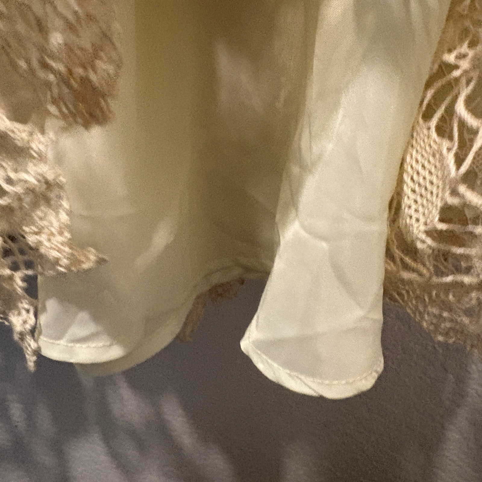 Vintage Handmade Crochet Midi Skirt Cream Size Small Boho Coquette Butterflies