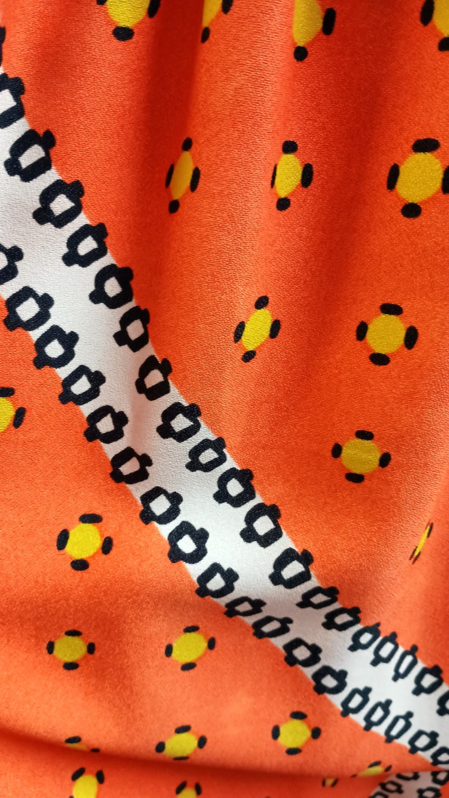 Vtg 60&rsquo;s- 70s Kiva Ltd Orange Multi Dot Print Halter Maxi Dress Vintage Size 14