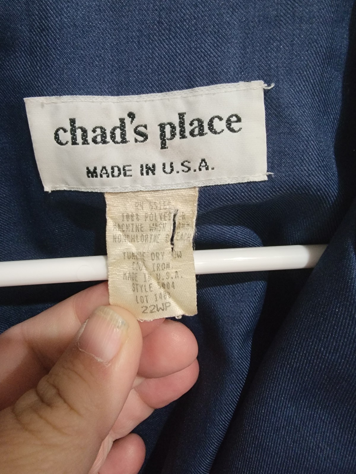 Chad&rsquo;s Place Navy Blue Blazer Jacket Womens 22WP Made in USA Plus Petite Vtg 90s