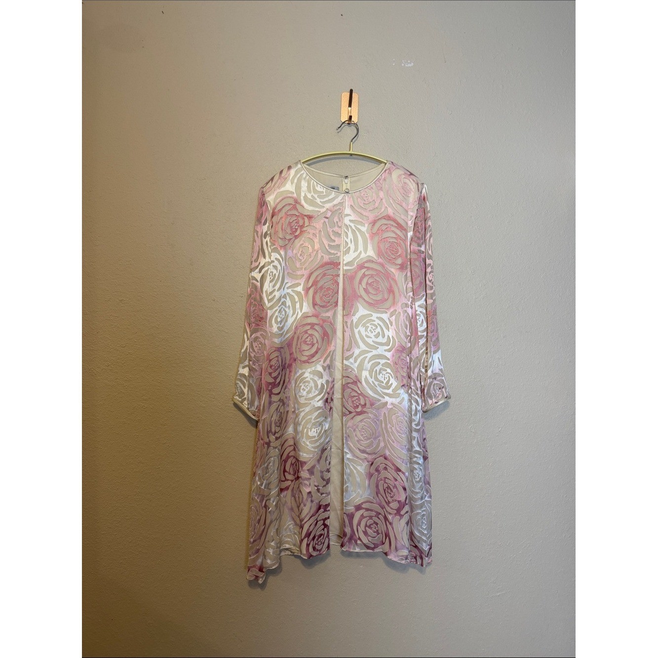 Vintage Kay Unger Engagement Dress Silk Cream and Pink Velvet size 16