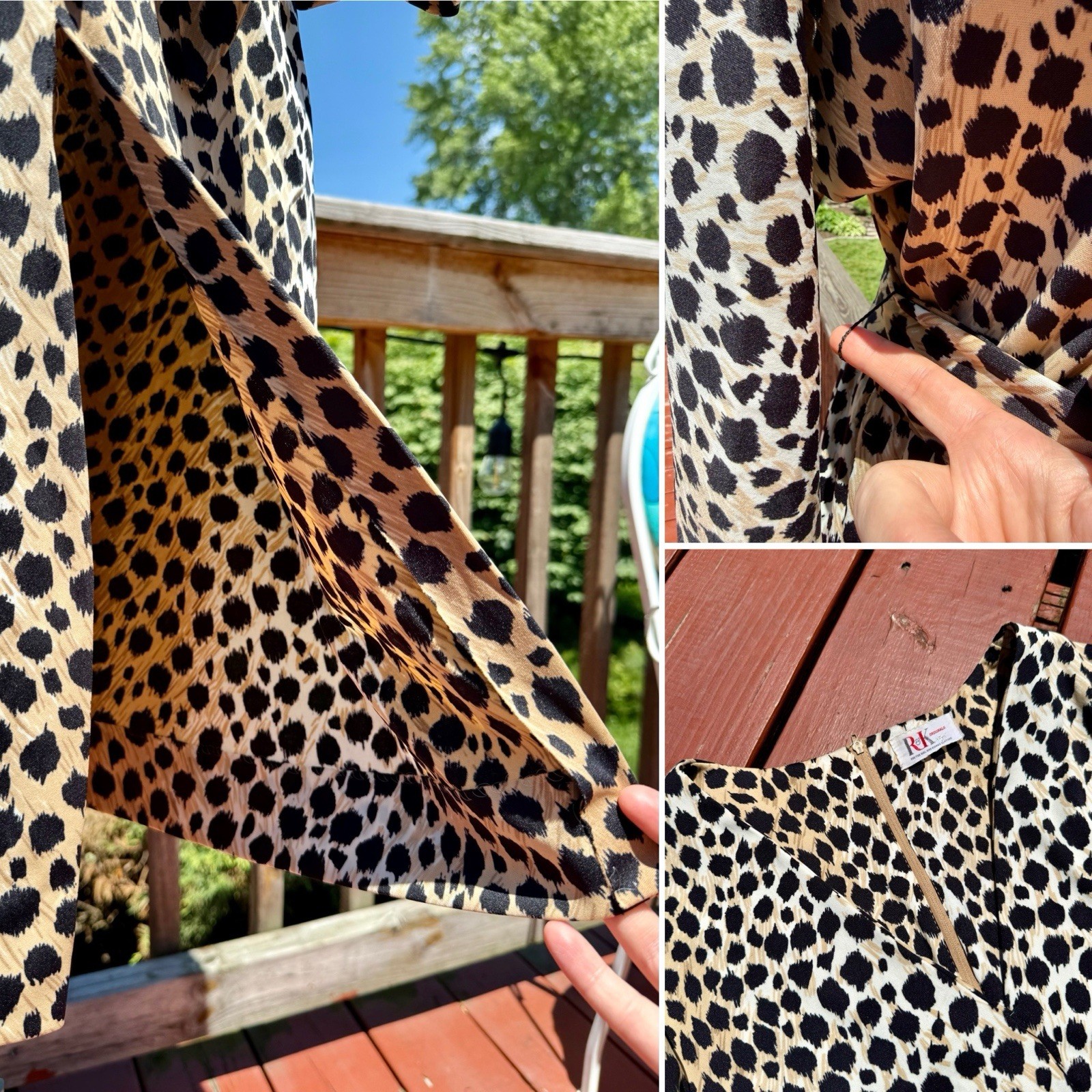 Vintage 70s Leopard Print Batwing Dress with Matching Belt