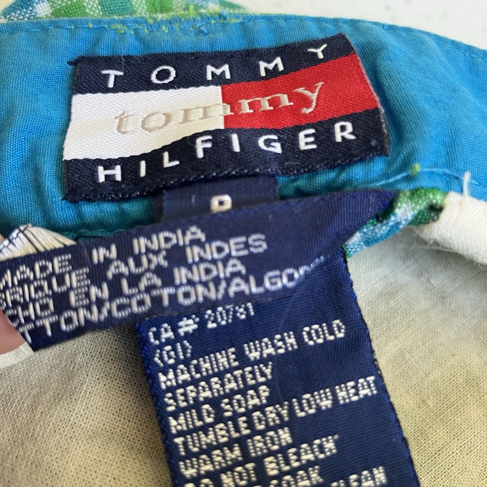 VTG Tommy Hilfiger SZ 8 Blue Green Tattersail High Waist Short Pleat Front Golf