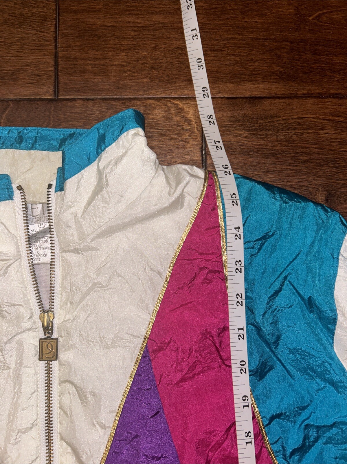Vtg 80s Petite Sophisticate Nylon Jacket Colorful Windbreaker Size Medium