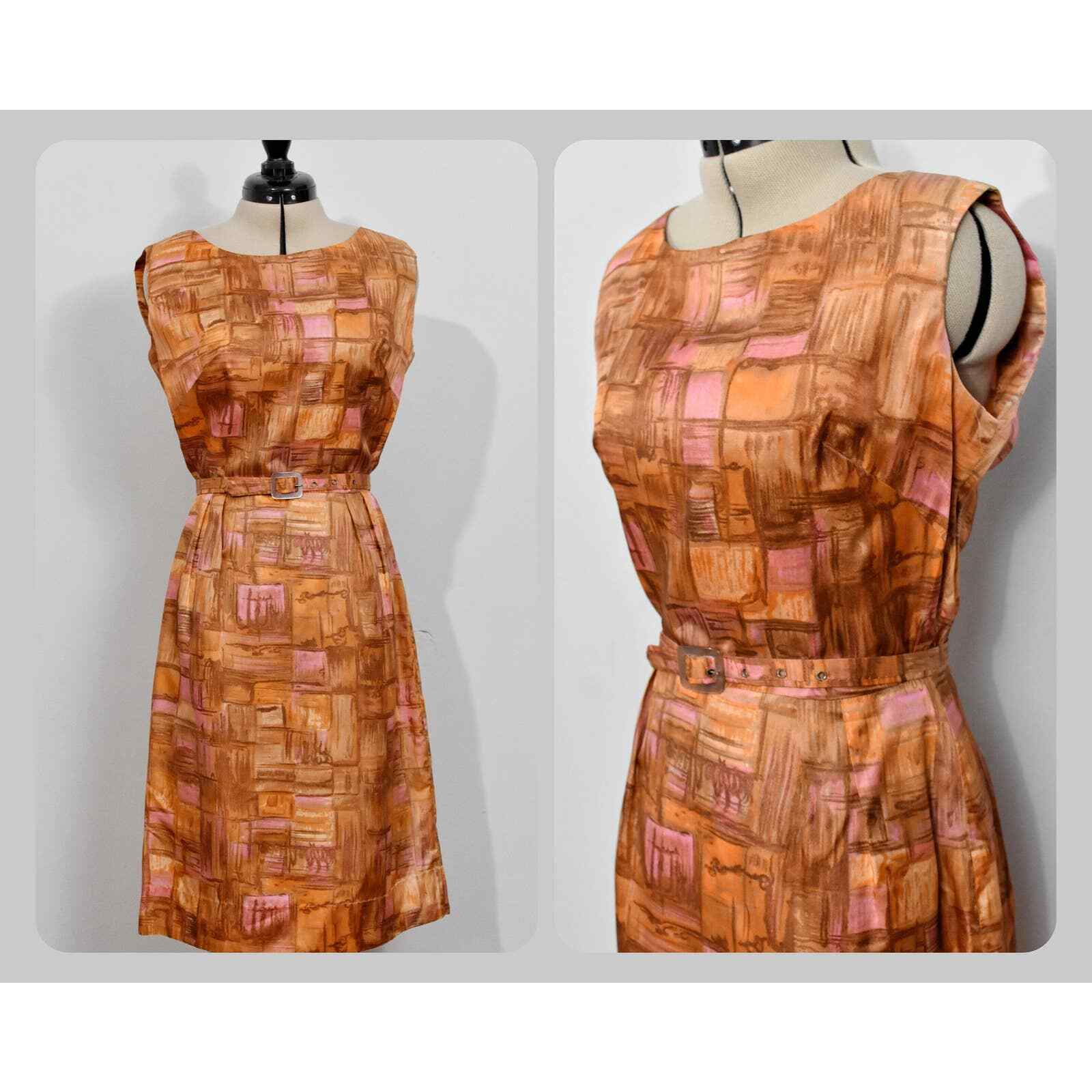 Orange and Pink 60s Wiggle Dress