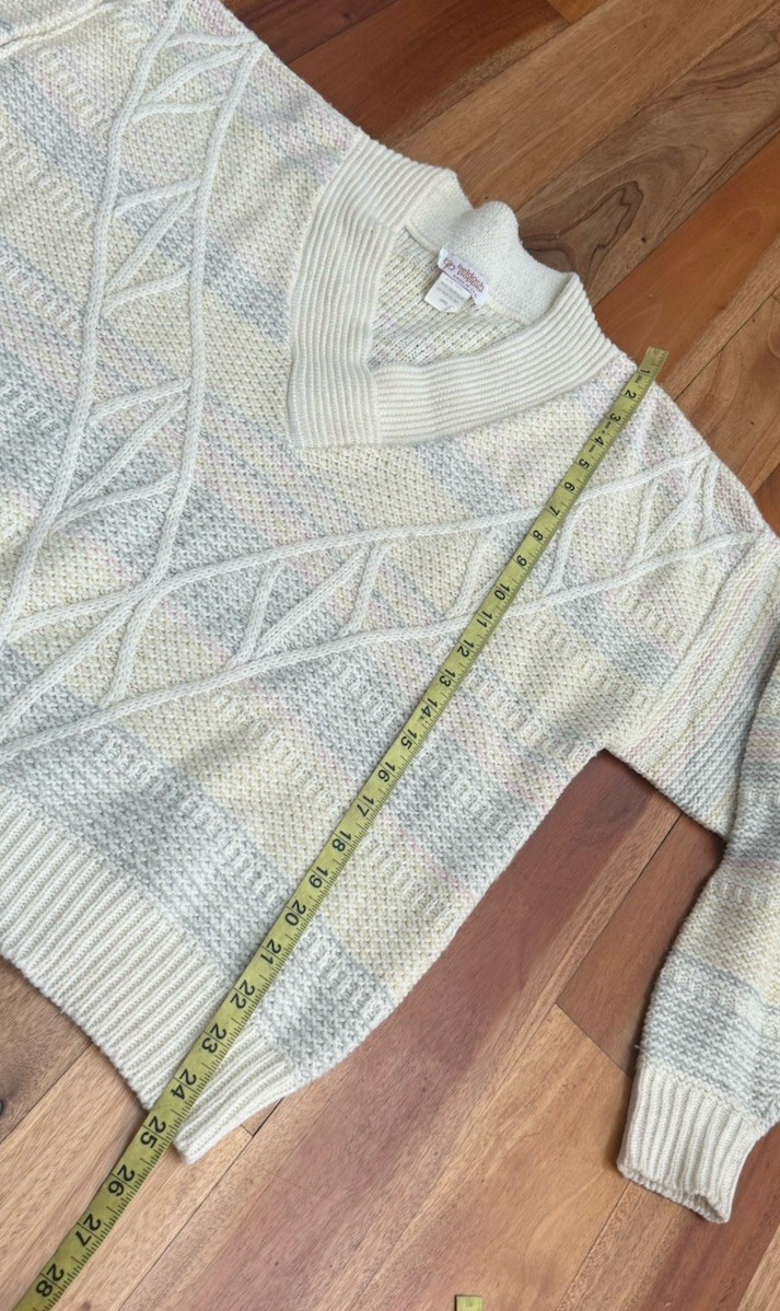 VINTAGE 70s 80s BELDOCH POPPER PULLOVER KNIT SIZE L SWEATER USA MADE WOOL BLEND