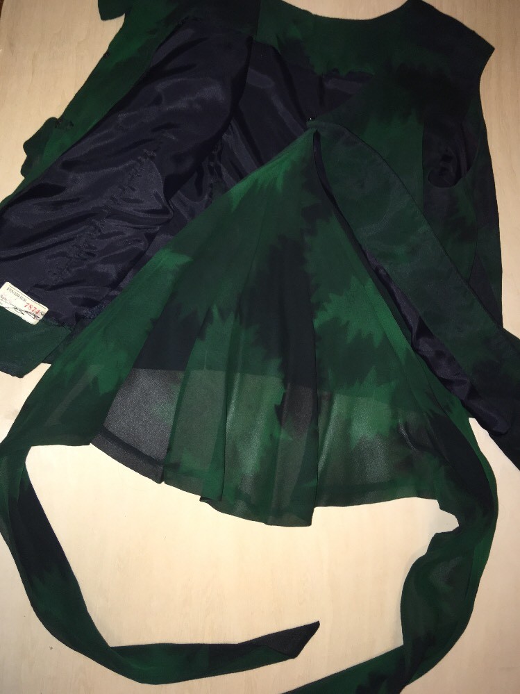 Green And Black 2 Pieces Dress Evening Wear Vintage 1980s Custom
