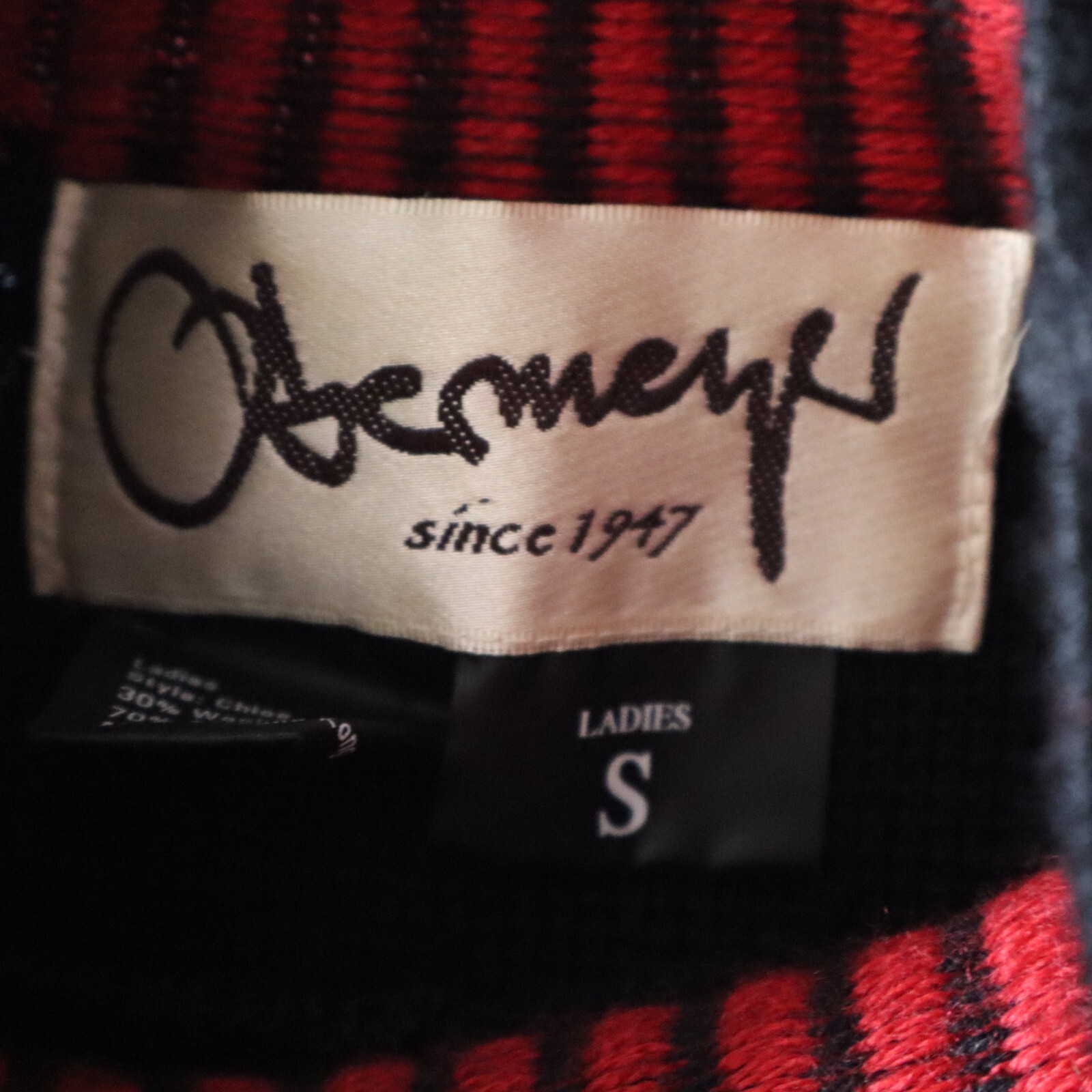 Vtg Obermeyer Women&rsquo;s Pullover Sweater Chloe Red, Black Emb Floral Sz Small