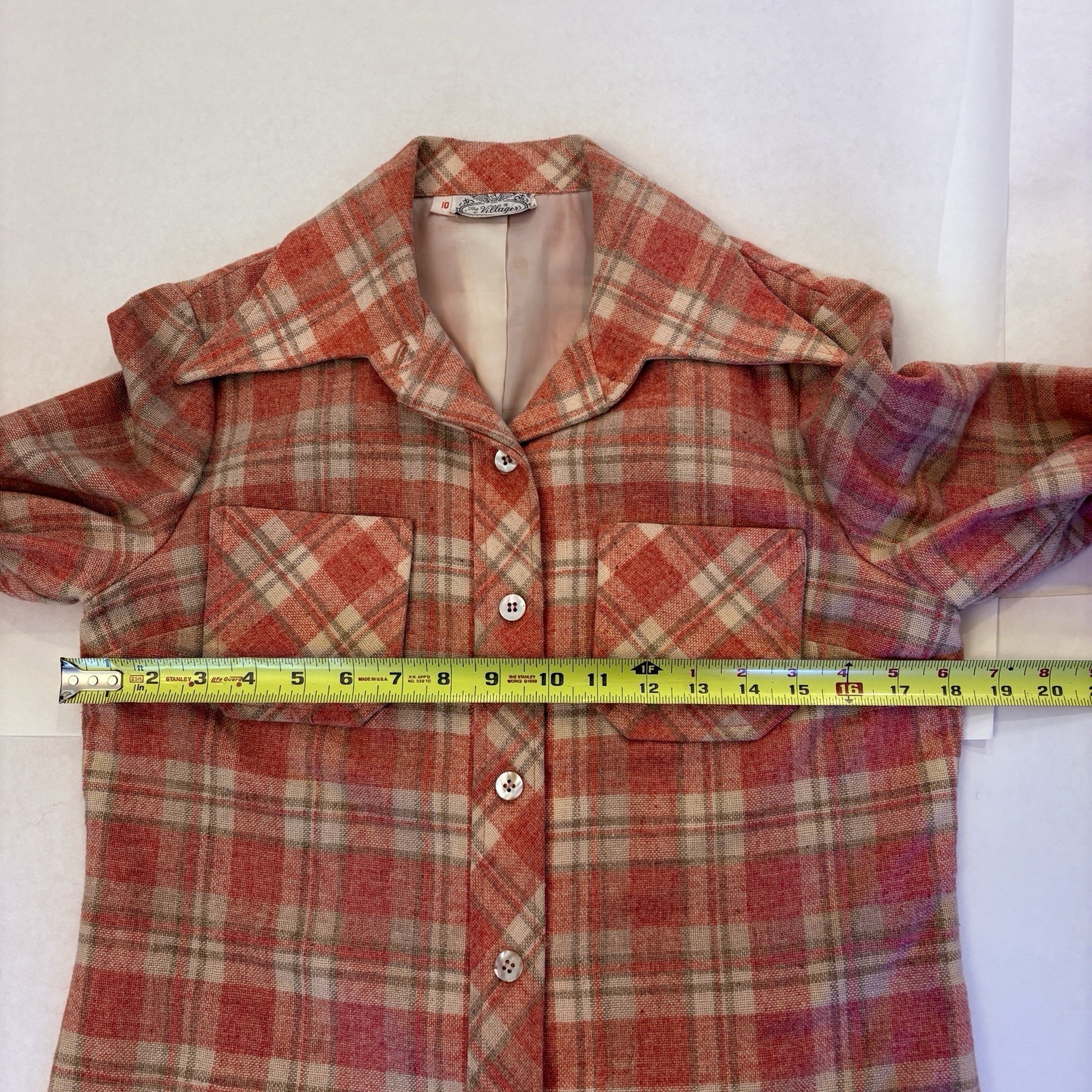 Plaid Suit Jacket Pants Pink WOOL Sz 10 and Sz 8 Vintage Retro 70&rsquo;s The Villager
