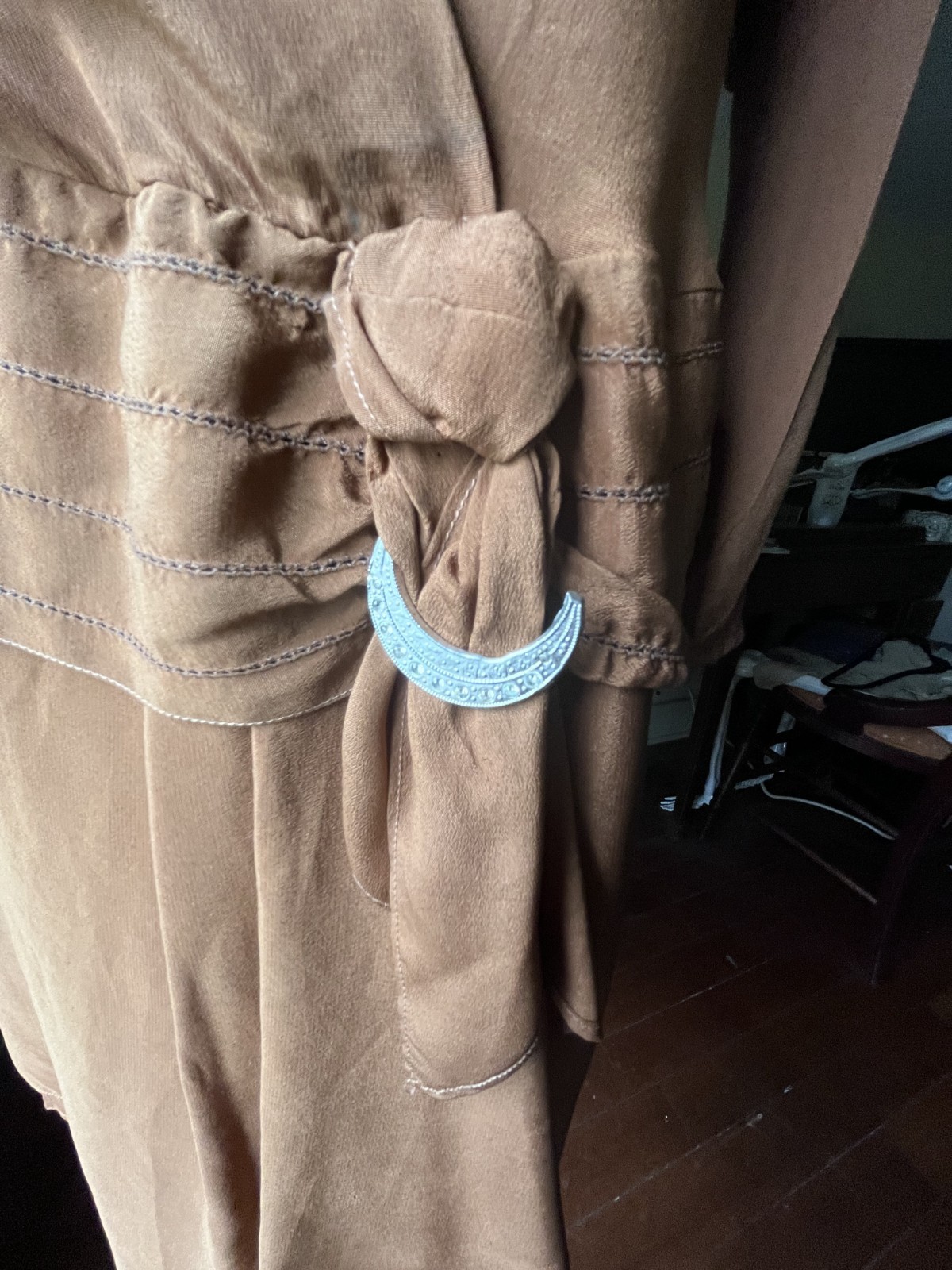 1920s Copper Brown Shift Dress