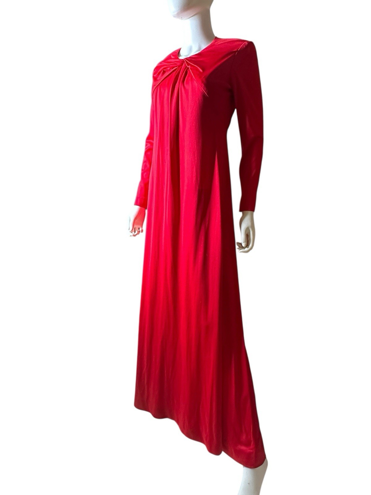 LEO NARDUCCI Ambiance Vtg Designer 1970s Red Holiday Maxi Dress Glamour Rare S/M