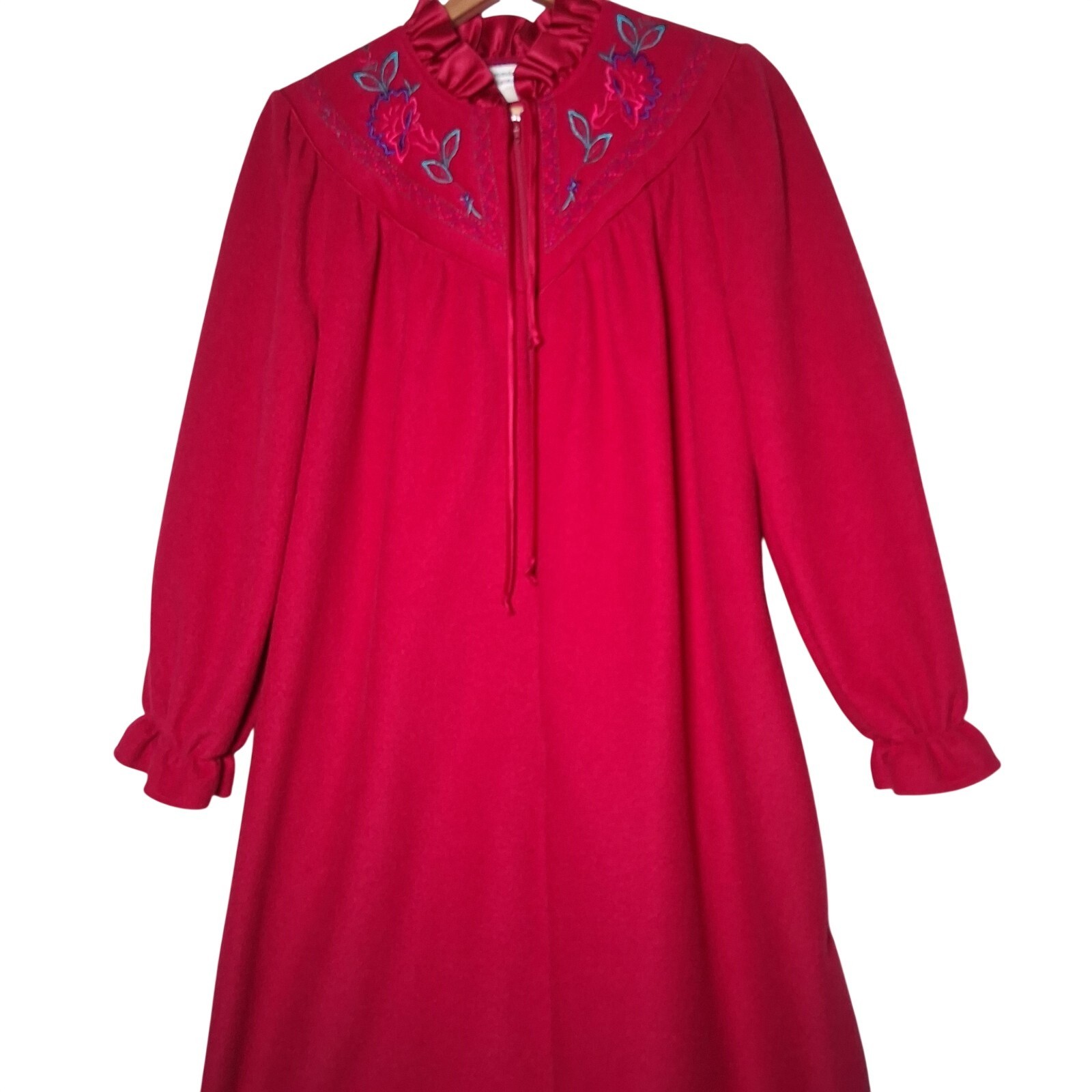 Vintage Amanda Stewart Intimates Robe Nightgown Housecoat Small Pink Granny Zip