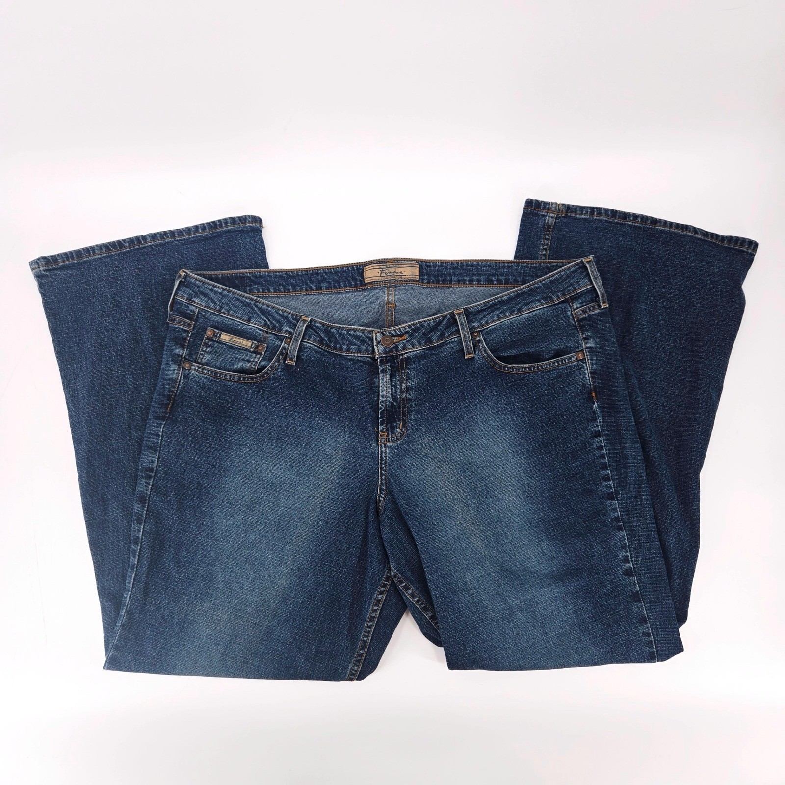 Femme Vintage Y2K Dark Wash Bootcut Stretch Denim Plus Size 24W