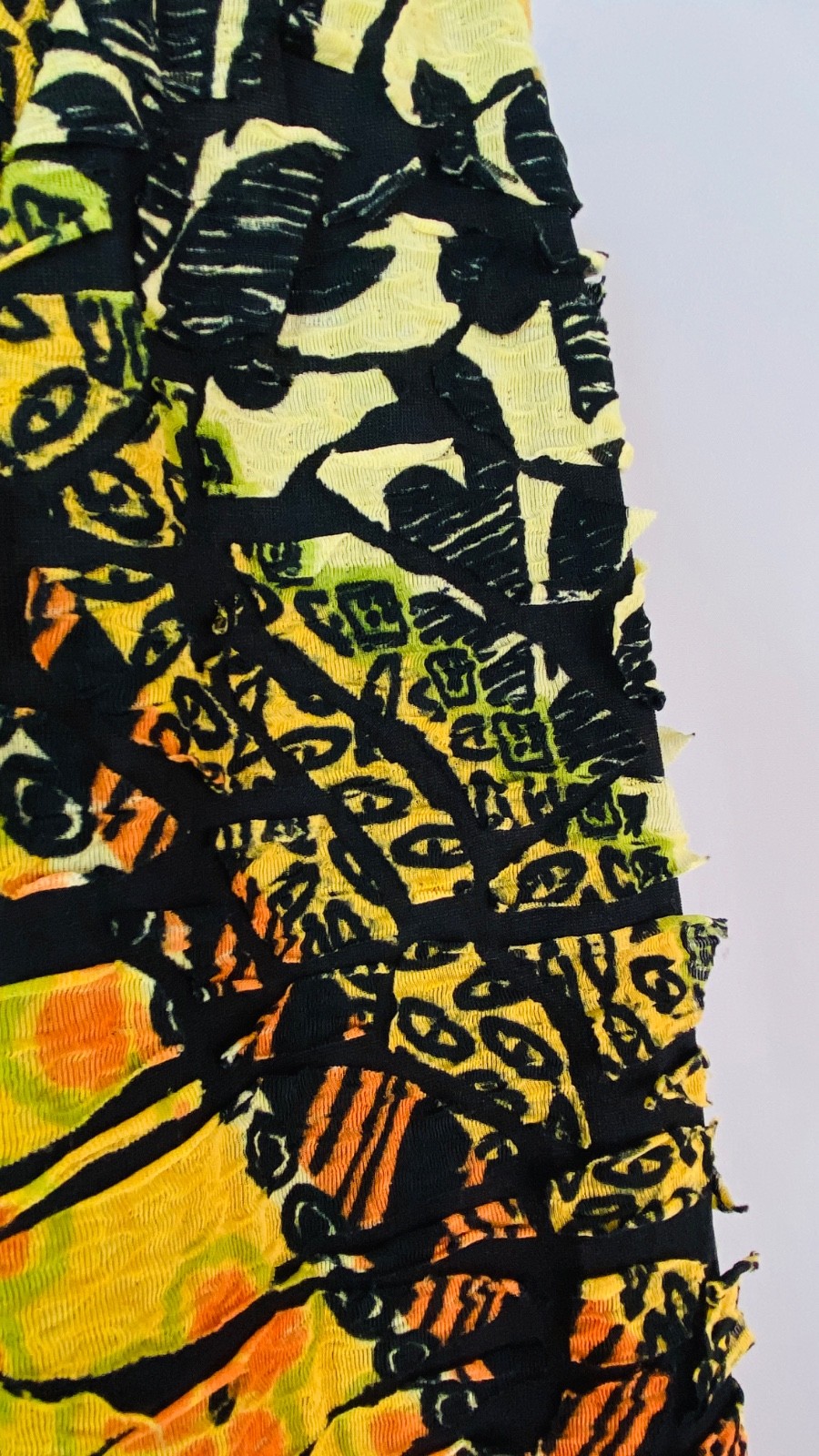 Vintage 1990s long yellow duster jacket XL semi sheer lightweight orange green