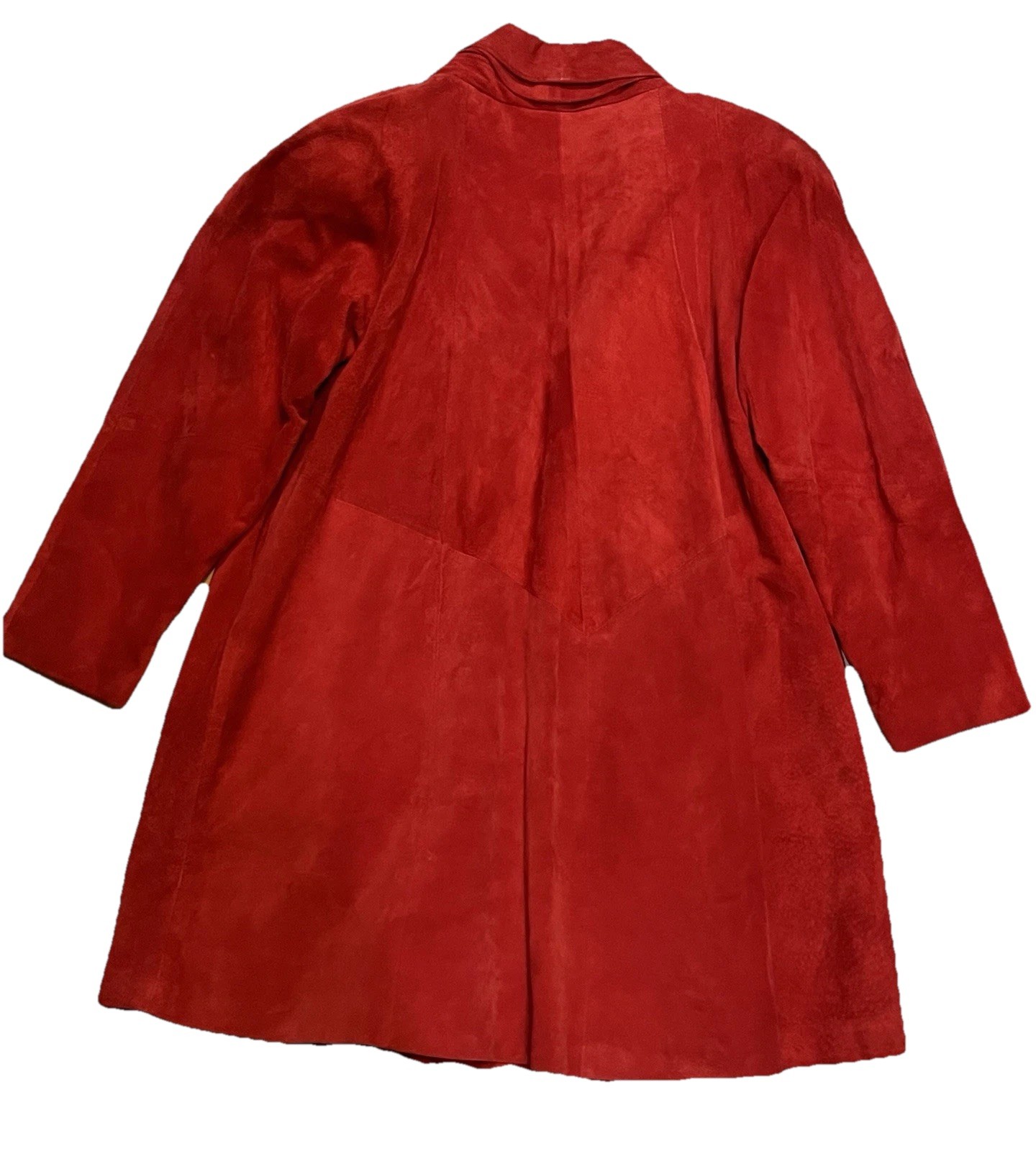 Vtg 80s 90s LaNouvelle Renaissance Women’s M Red Suede Leather Swing Coat Gen X