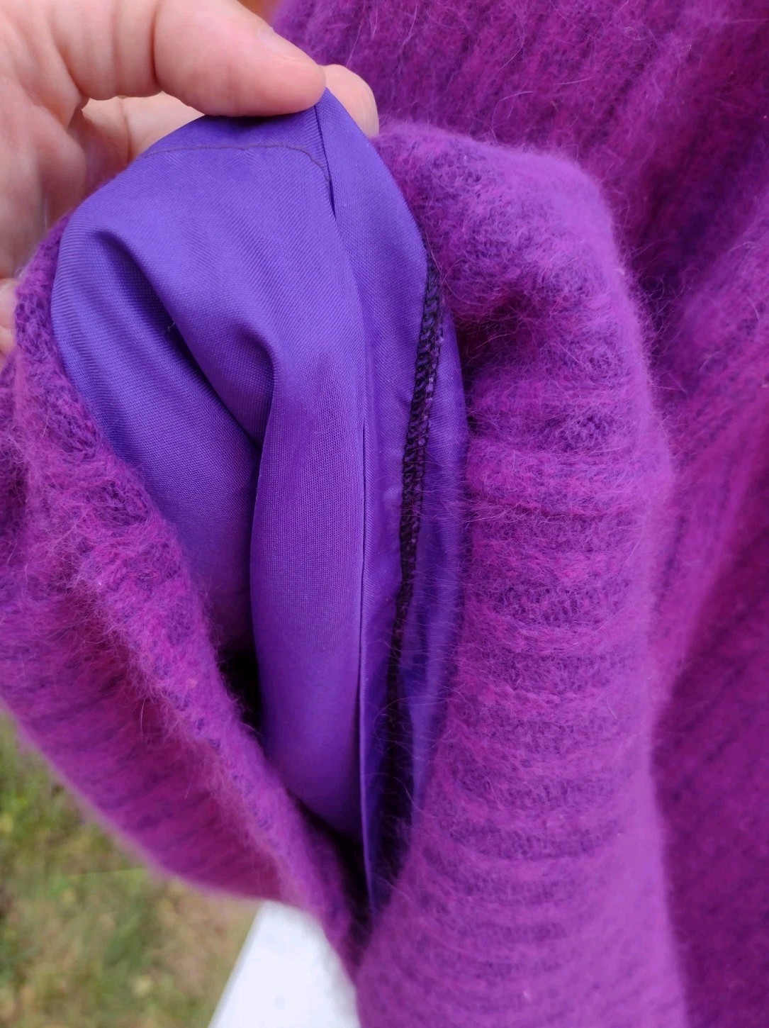 VTG 60s Purple Angora Skirt A‑Line Satin Lined Soft Brushed Knit Cottagecore S