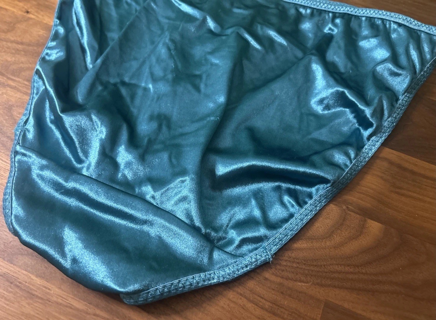 Vtg Second Skin Panties Double String 7/L Hi Cut Satin Nylon NWT Shiny Glossy