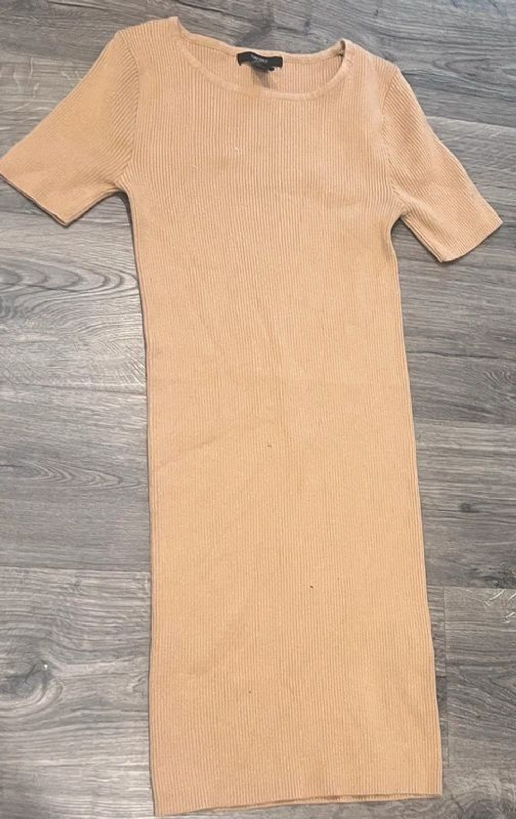 Forever 21 Tan Ribbed Knit Bodycon Sweater Dress Medium