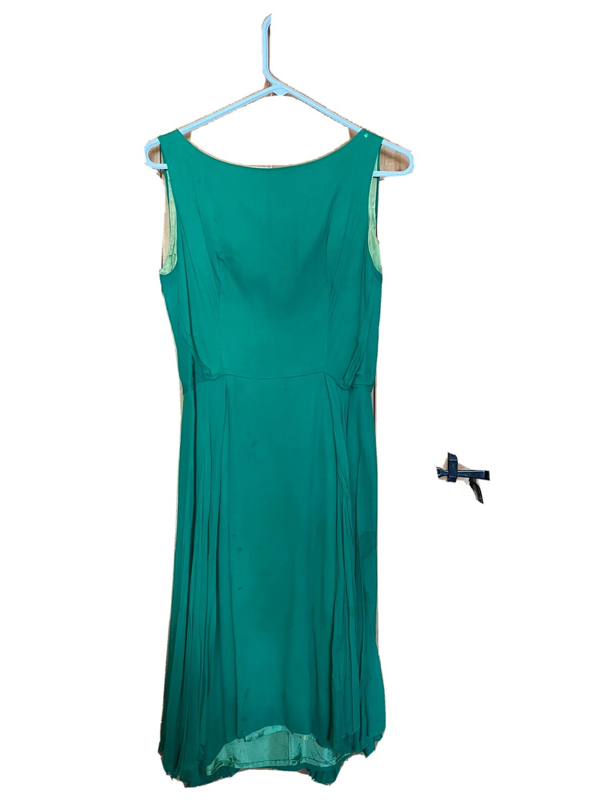 1960&rsquo;s Green Silk Chiffon Gown Vintage Dress S