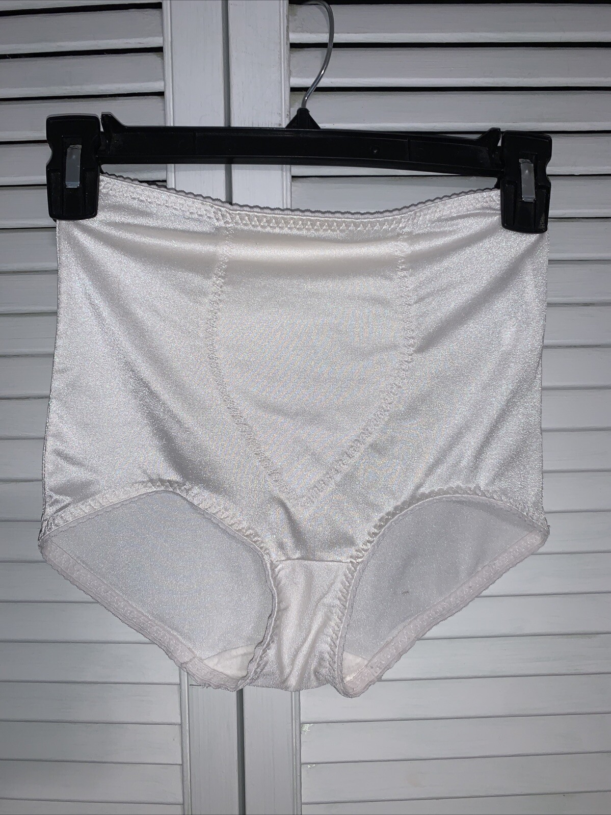 Vintage CUPID BRIEF 2106 HIGH PANTY SHAPER BEIGE SATIN NYLON CONTOUR GIRDLE Sz L