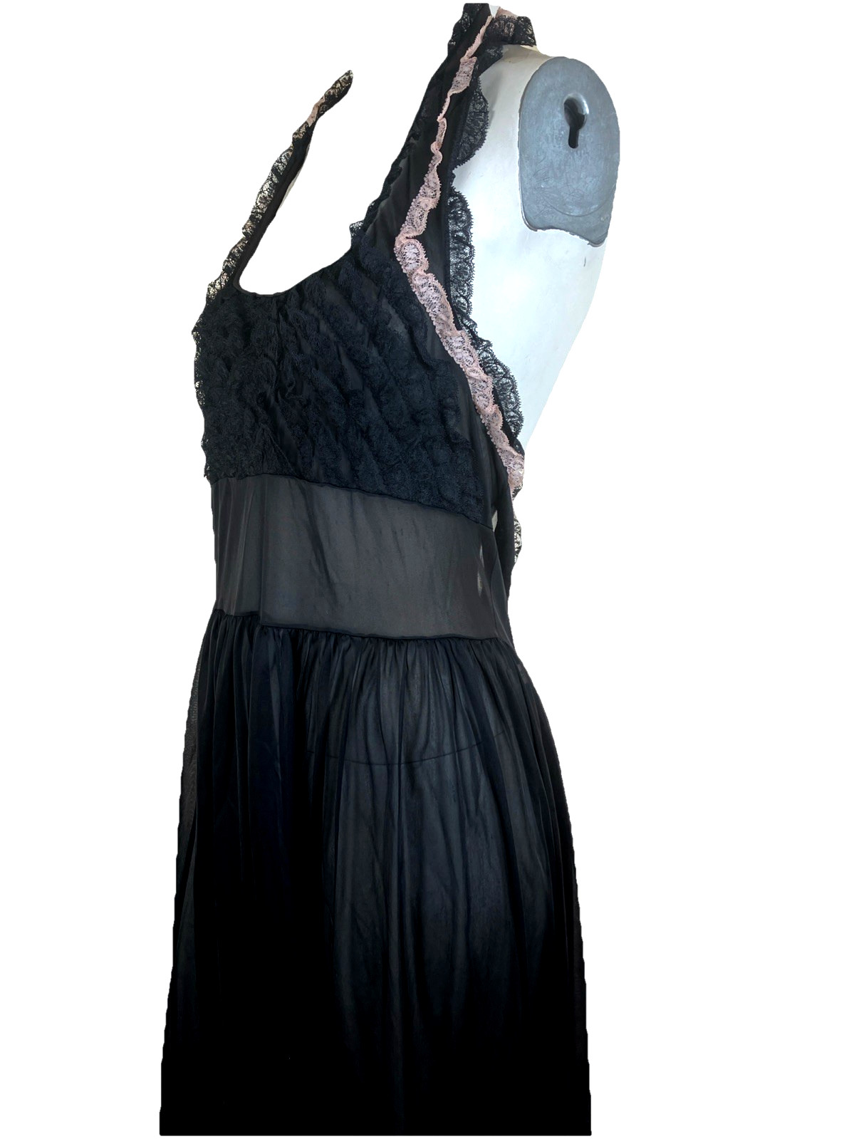 38 Kayser Unusual Style Halter Night Gown Ruffle Front Sissy