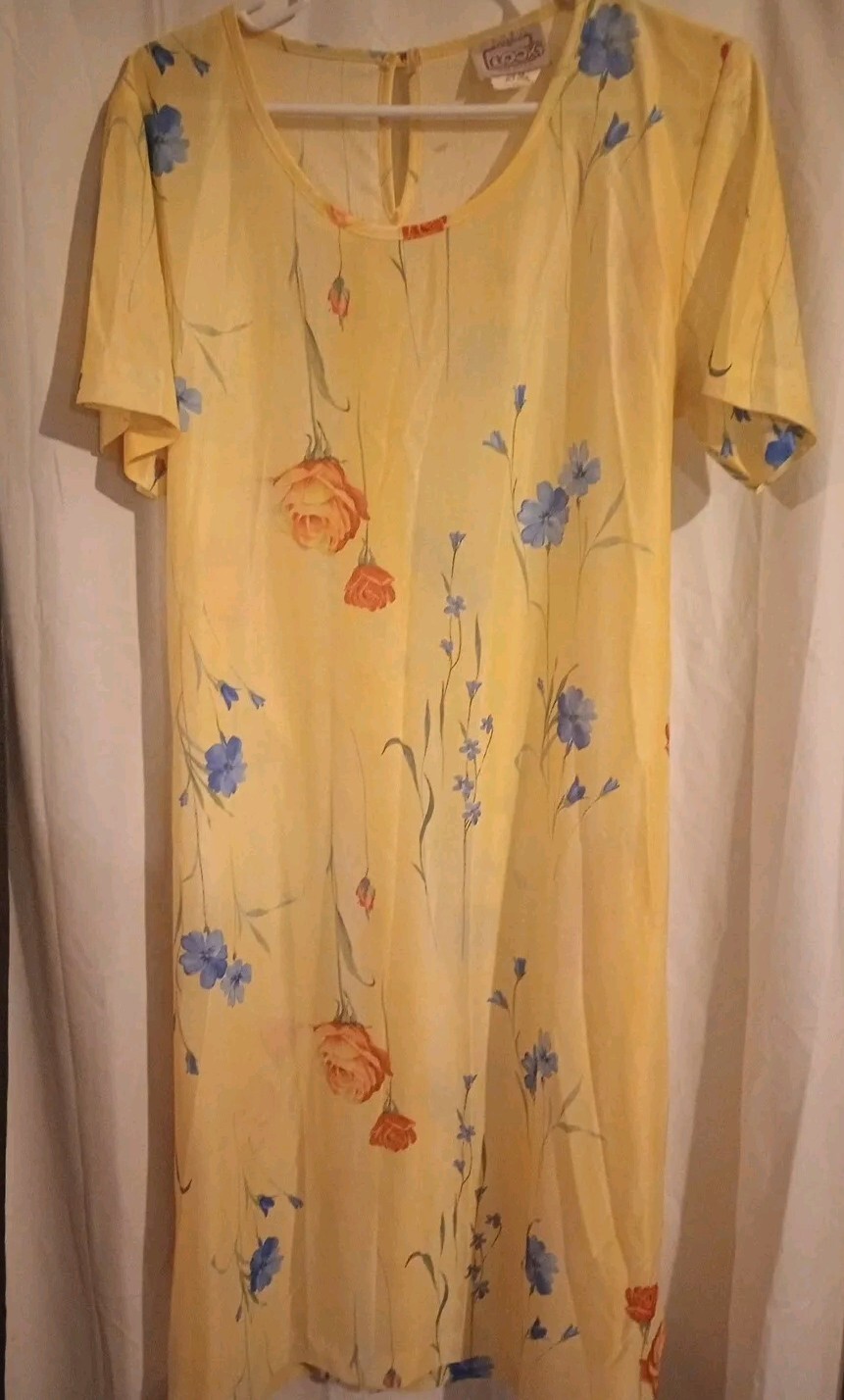 Vtg CALIFORNIA Looks Cottagecore Floral Sheer Dress Women&rsquo;s 12 Granny Core