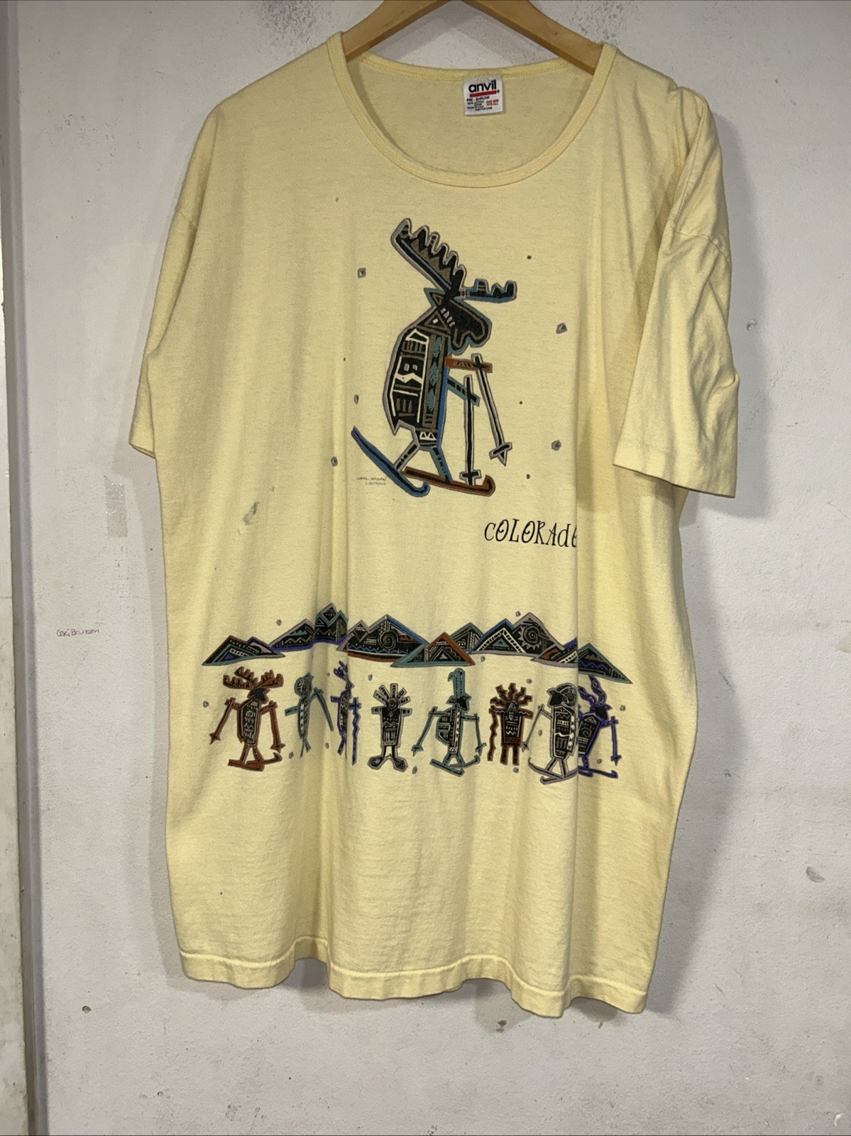 Vintage Carol Hagan Aztec Colorado Print Shirt, Single Stitch USA Anvil Tag, OS*