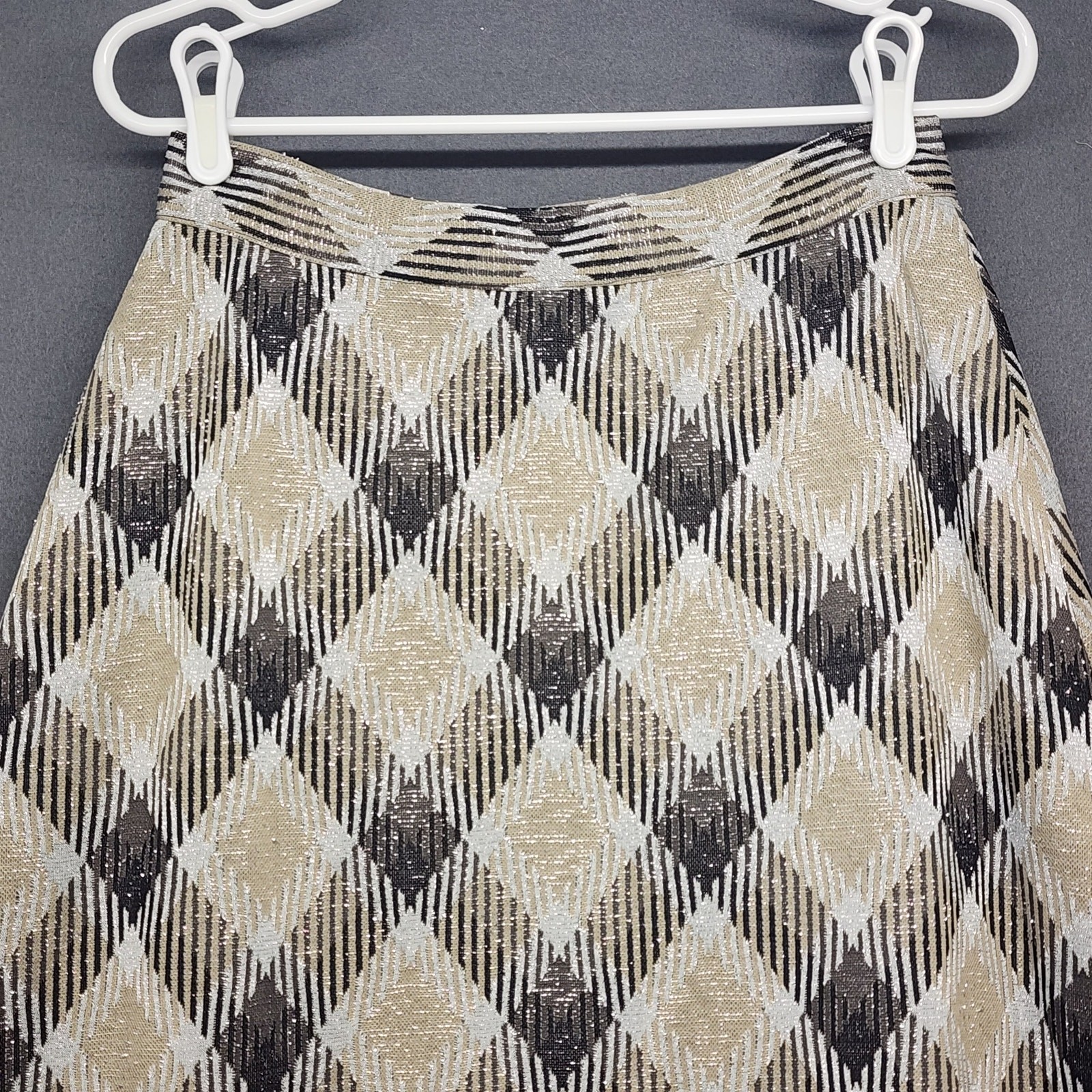 Vintage Handmade 3 Piece Set Jacket Vest Skirt Womens S/M Plaid Metallic 60s 70s