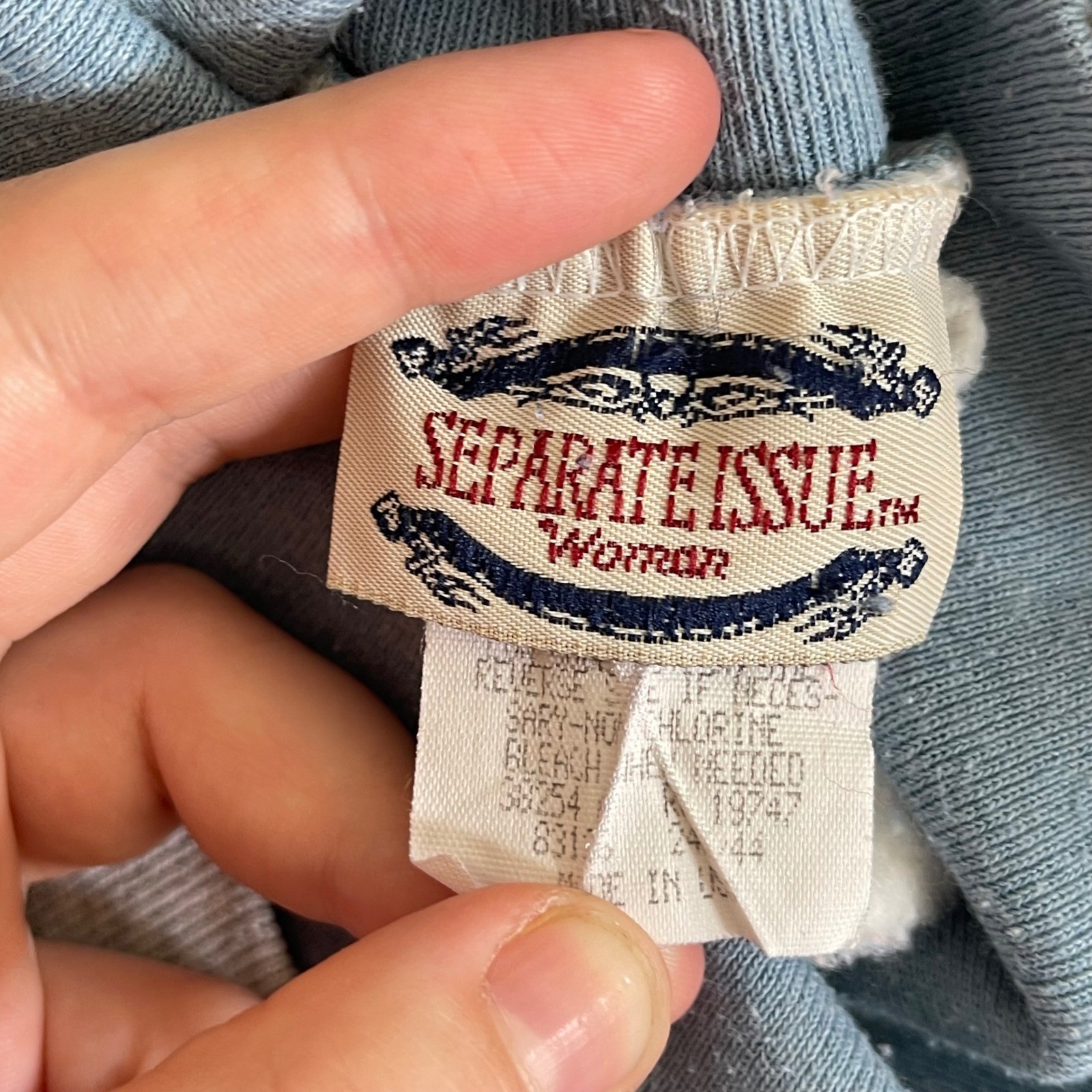Vintage Separate Issue Sweatshirt XL Gray Cottagecore Mock Neck Hearts 80s