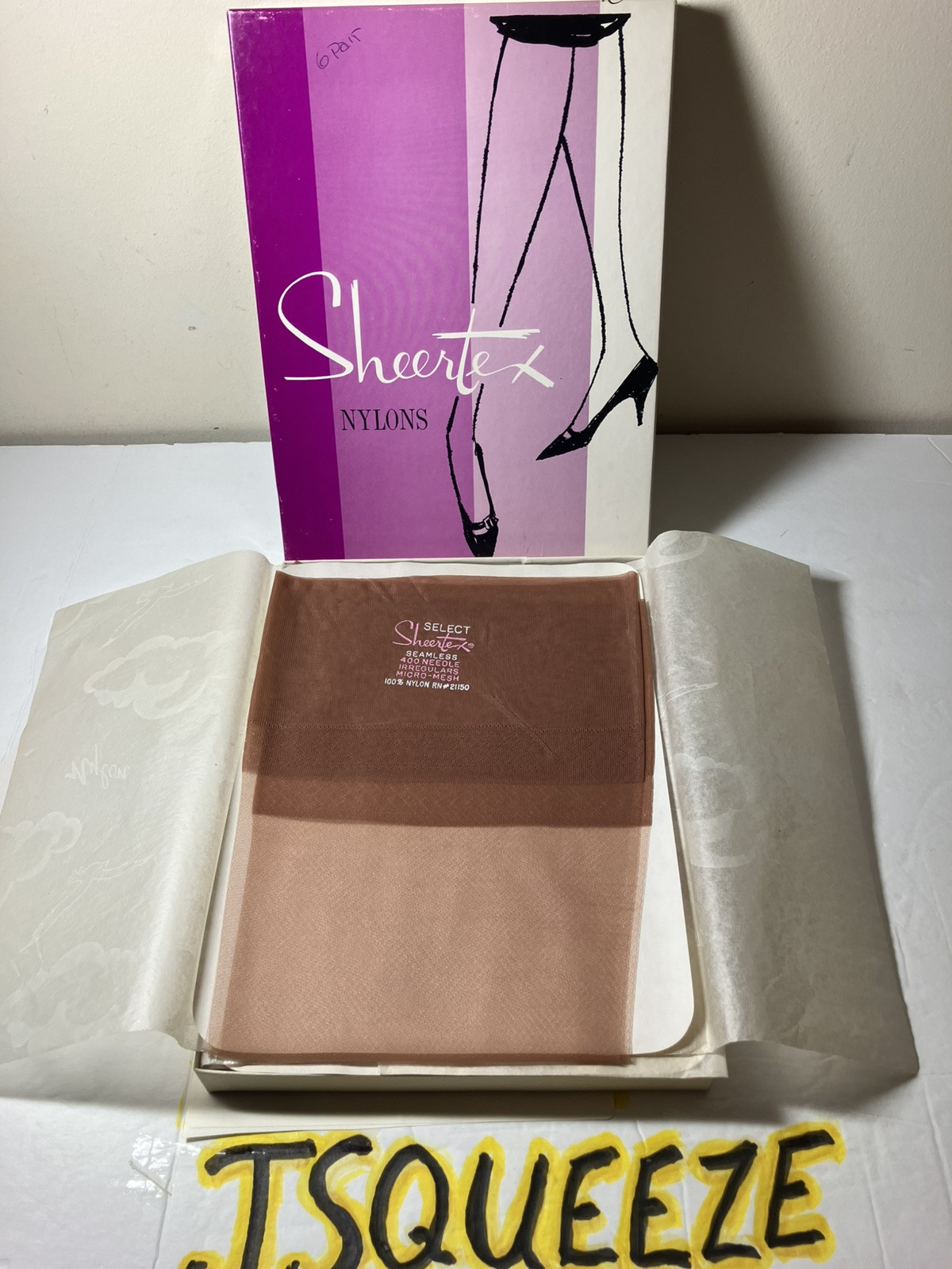 1960s SHEERTEX SELECT Garter RHT Nylon Stockings 5 PAIR’S BLUSH Glamour-RARE NOS