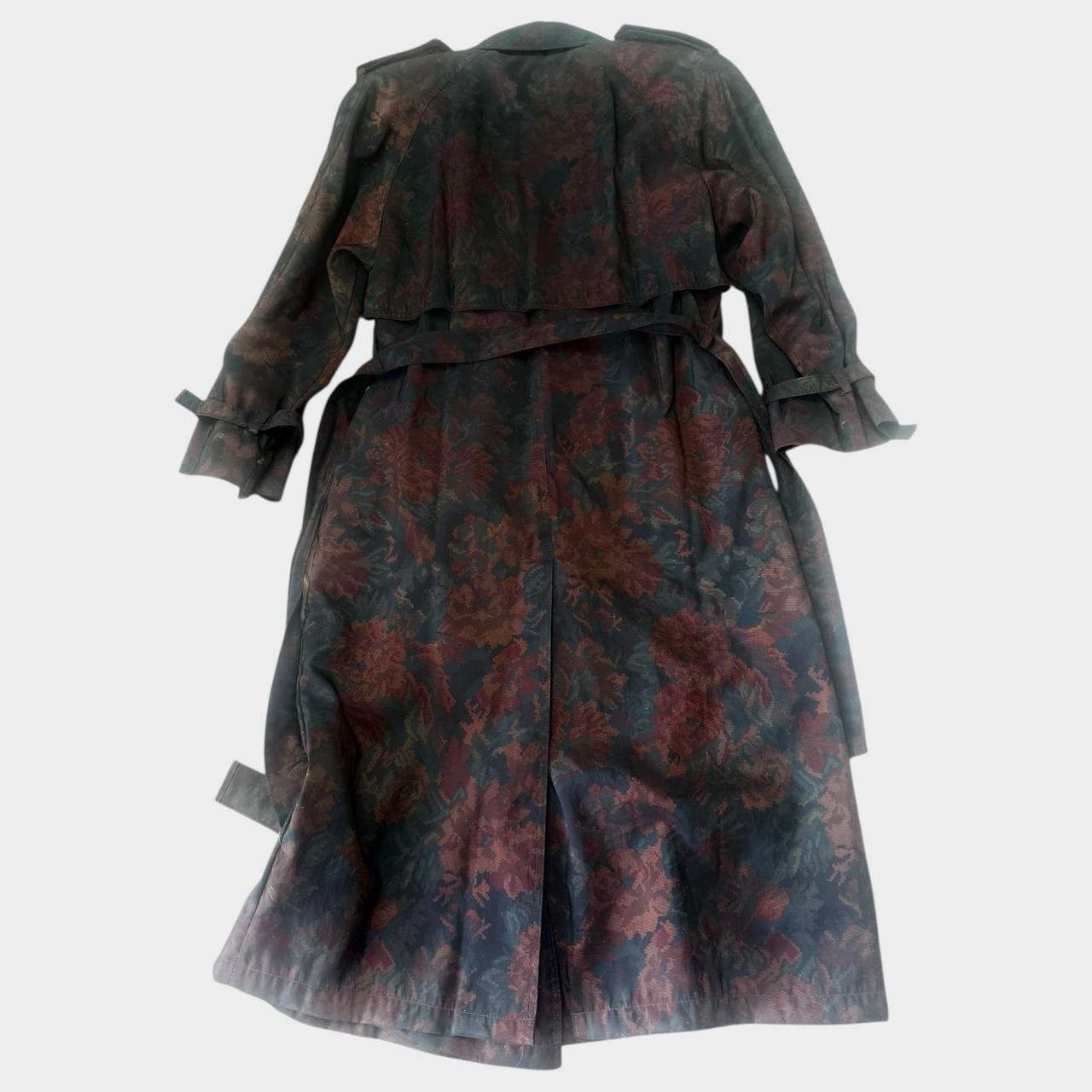 Vintage Lined Trench Coat Rain Jacket Duster Dark Floral Victorian Gothic S/M